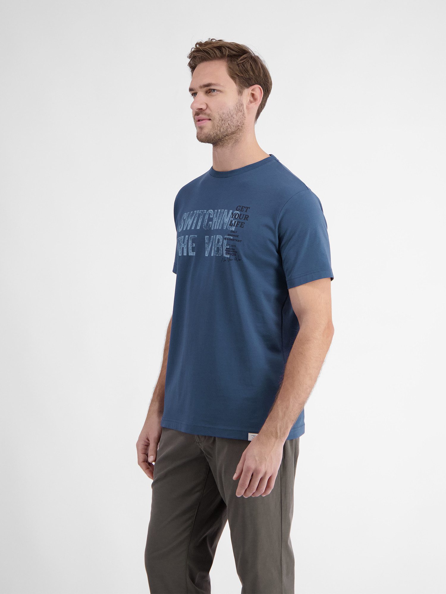 Lerros T-shirt LERROS heren T-shirt met borst-print