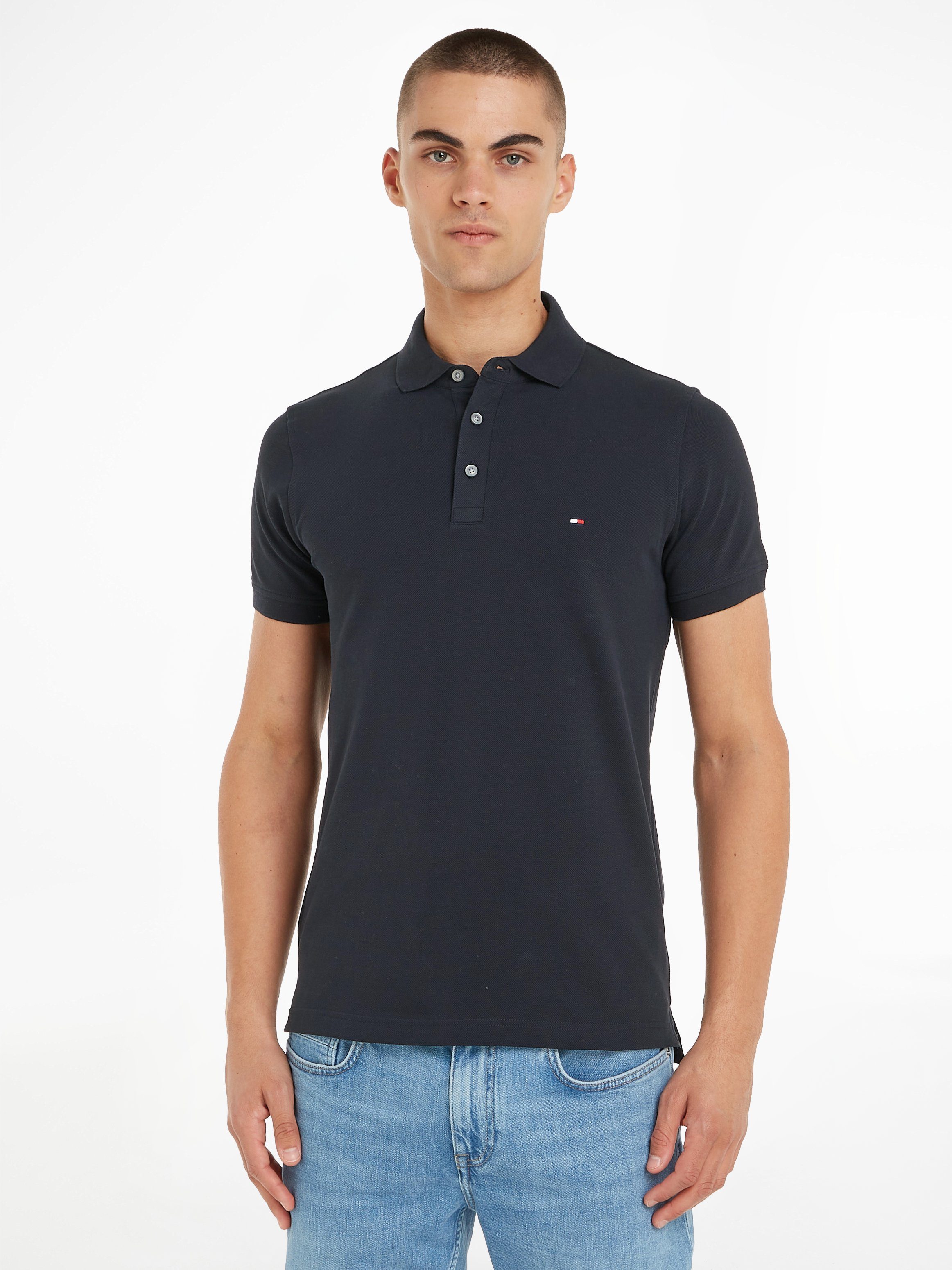 Tommy Hilfiger Poloshirt 1985 SLIM POLO hoogwaardige katoen-piqué kwaliteit heren poloshirts maat S (46) blauw