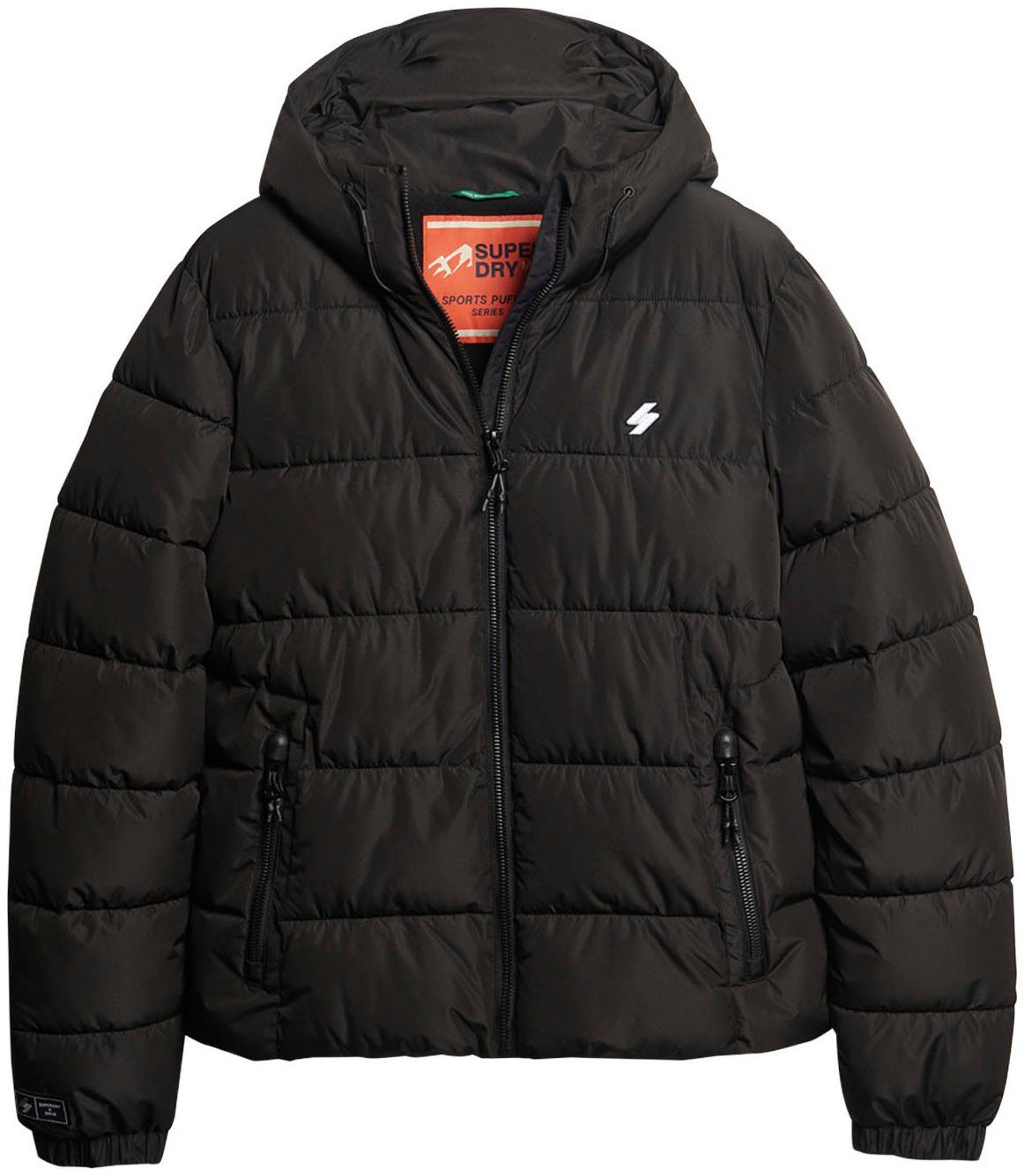 Superdry Gewatteerde jas HOODED SPORTS PUFFR JACKET met contrastkleurig borduursel