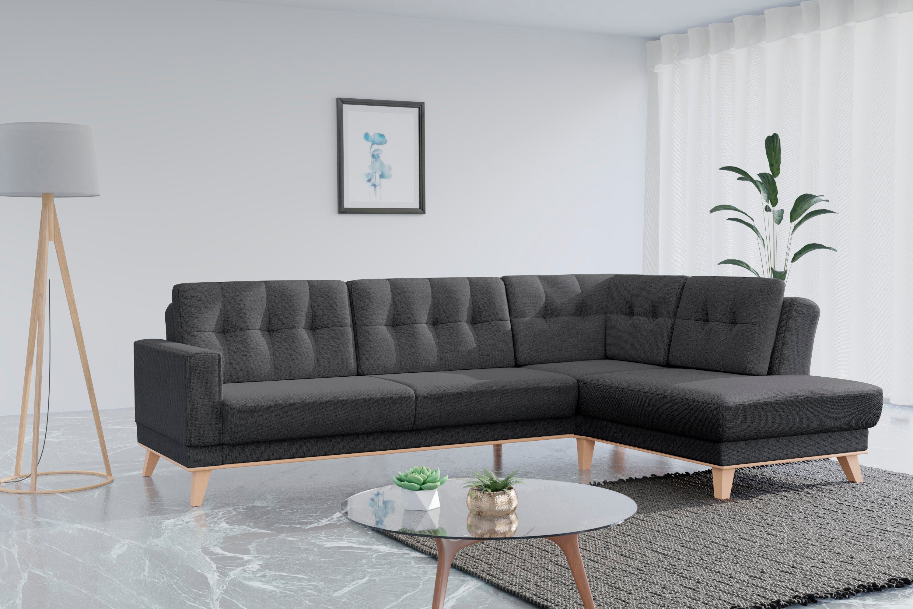 sit&more Hoekbank Lavida L-vorm naar keuze met kantelfunctie en bedkist blauw, hoekbanken, 4 rugkussens-belastbaar tot 660 kg-zonder bedkist-zonder