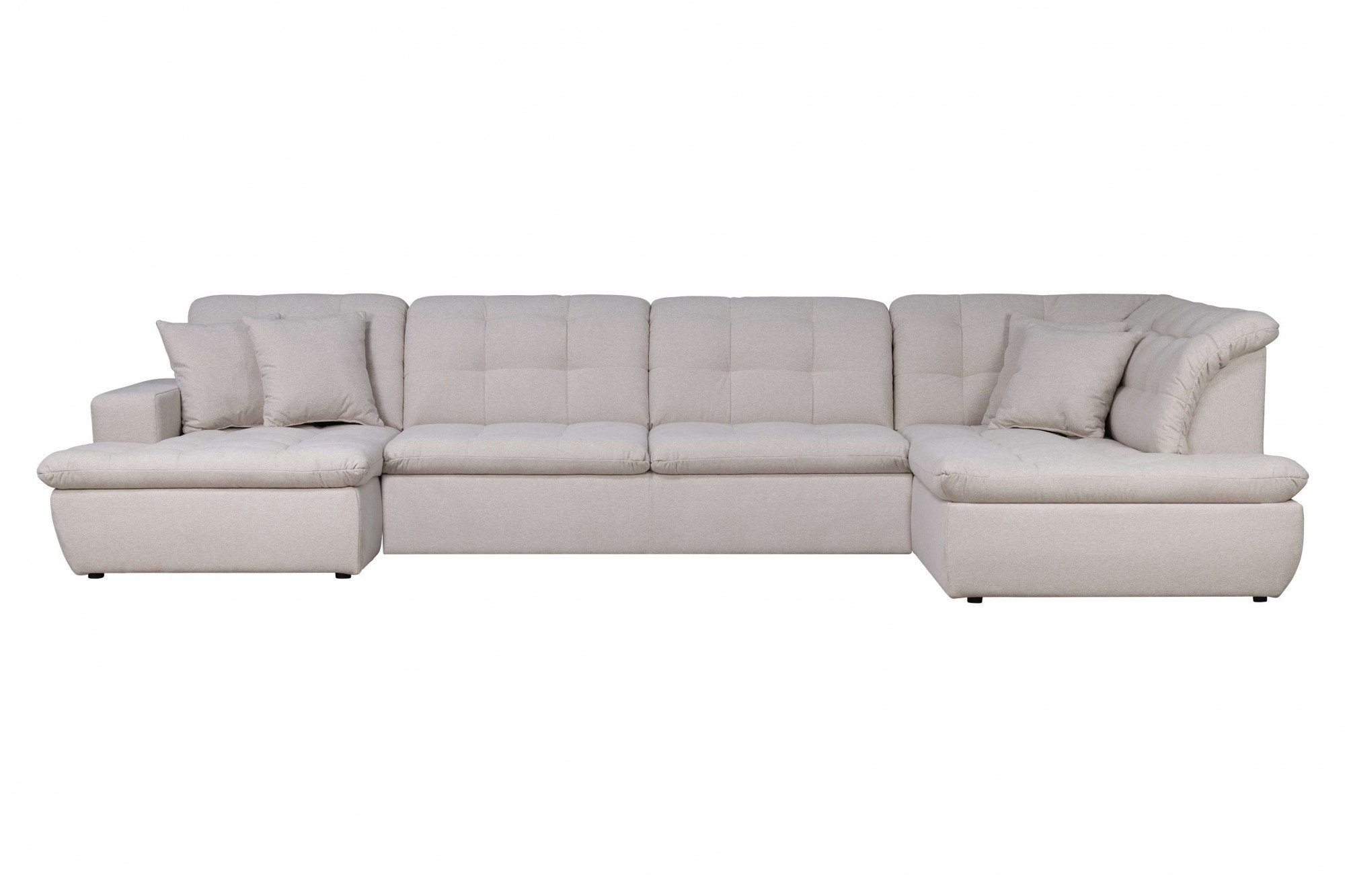 INOSIGN Zithoek BRISBANE nieuw U-model met verfijnd gestikt patroon, matte look, incl. sierkussens beige, zithoeken, Recamiere links