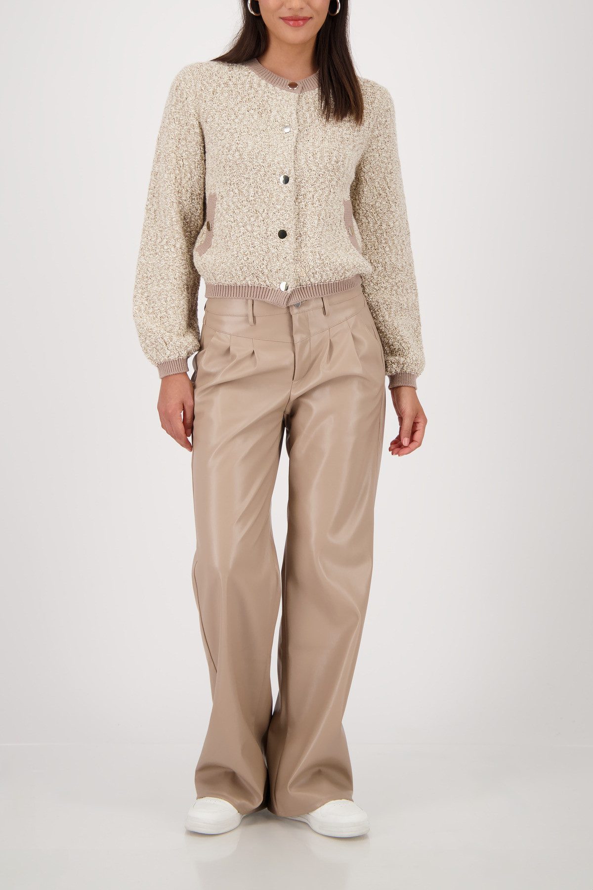 Monari Vest Jas gebreide tweed