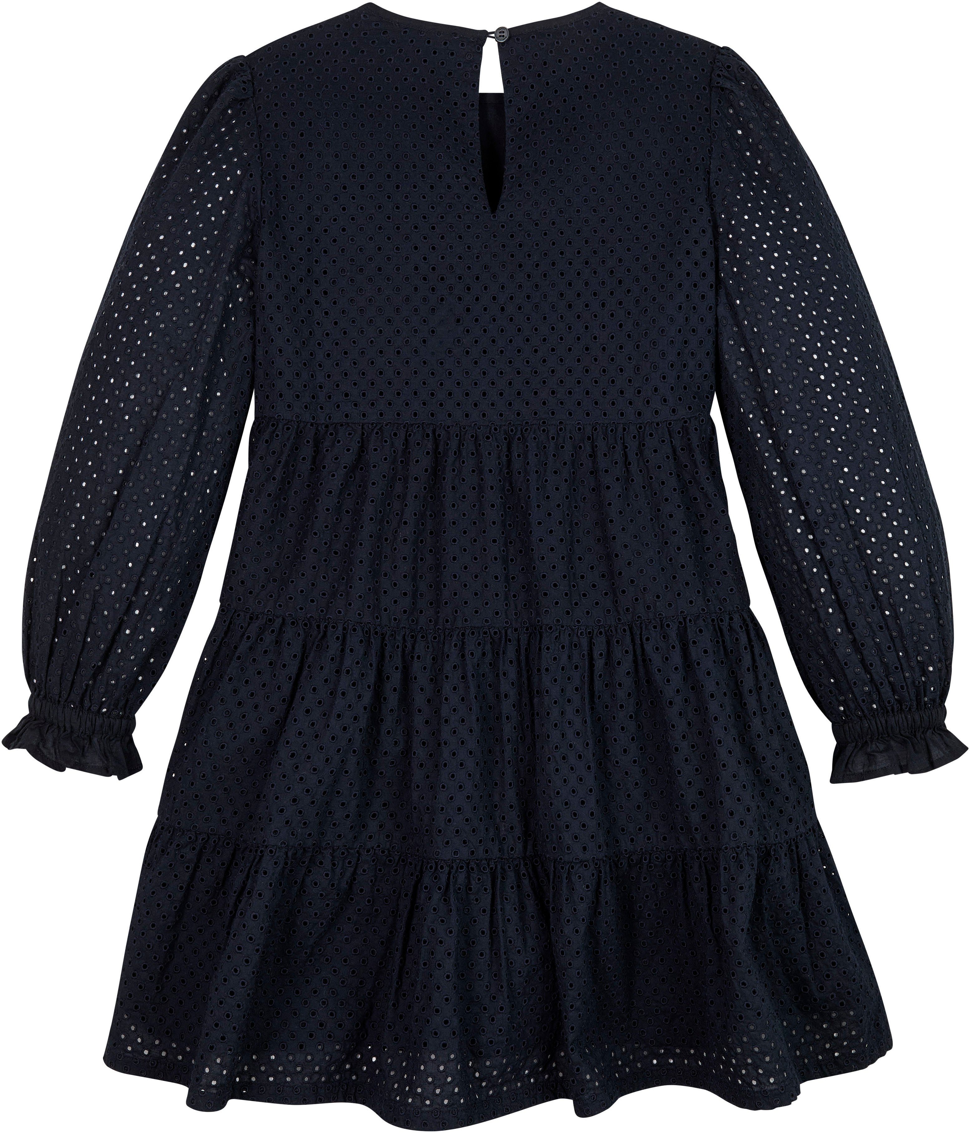 Tommy Hilfiger Volantjurk BRODERIE ANGLAISE DRESS all-over in perforatiestiksel, met volant