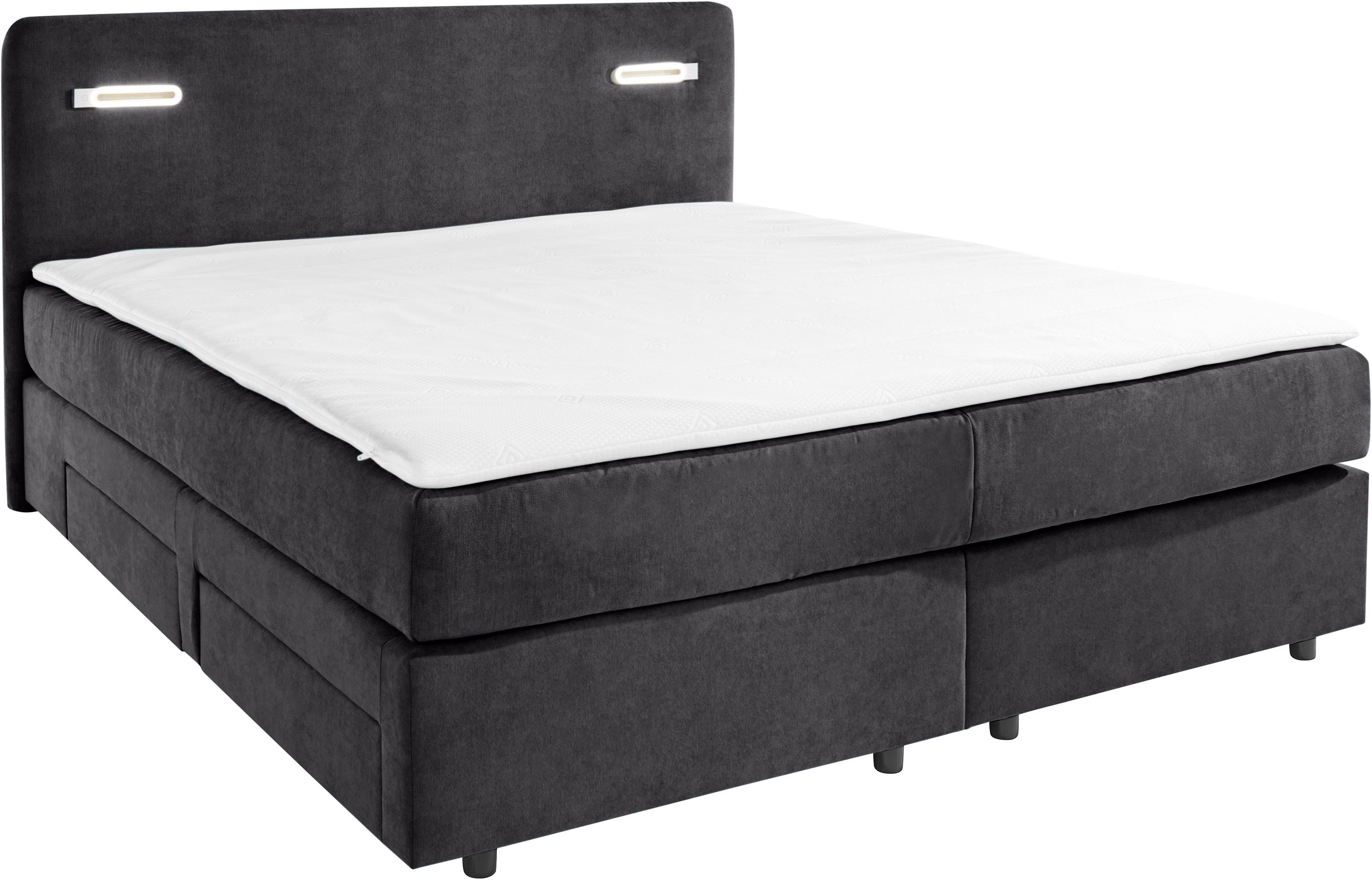 INOSIGN Boxspring Luan Laden, ledverlichting en topmatras, in breedte 120 cm en 180 cm
