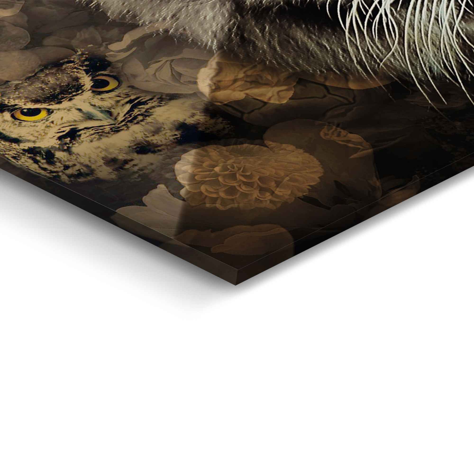 Reinders! Print op glas Artprint op glas tijger dierenrijk - bloemen - herfstkleuren - blauwe ogen