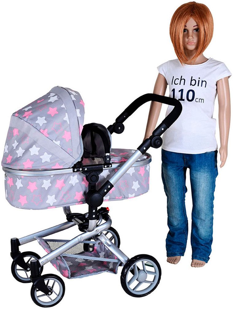 Knorrtoys® Combi-poppenwagen Boonk - star grey pink