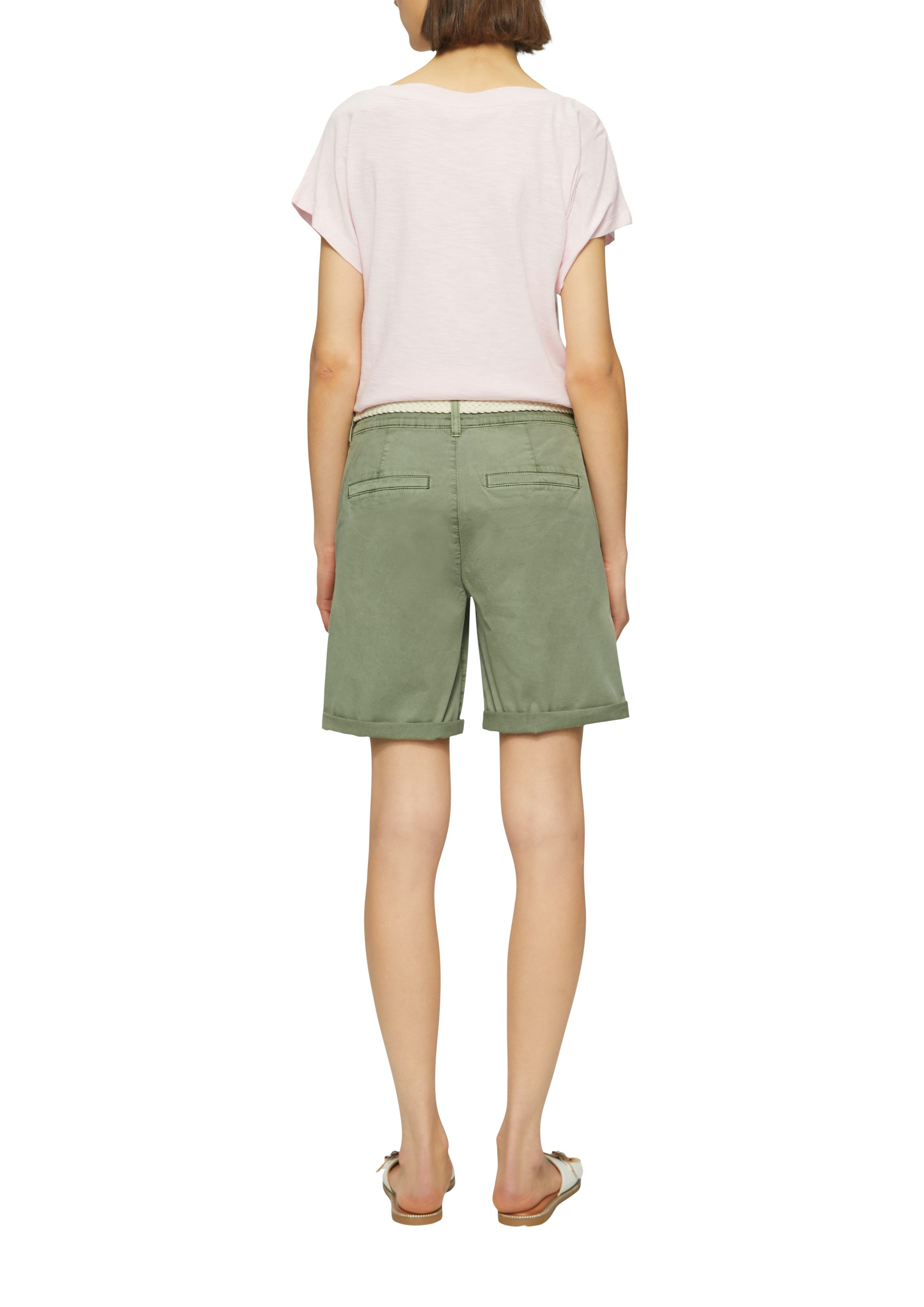 s.Oliver Chino-short met gevlochten riem