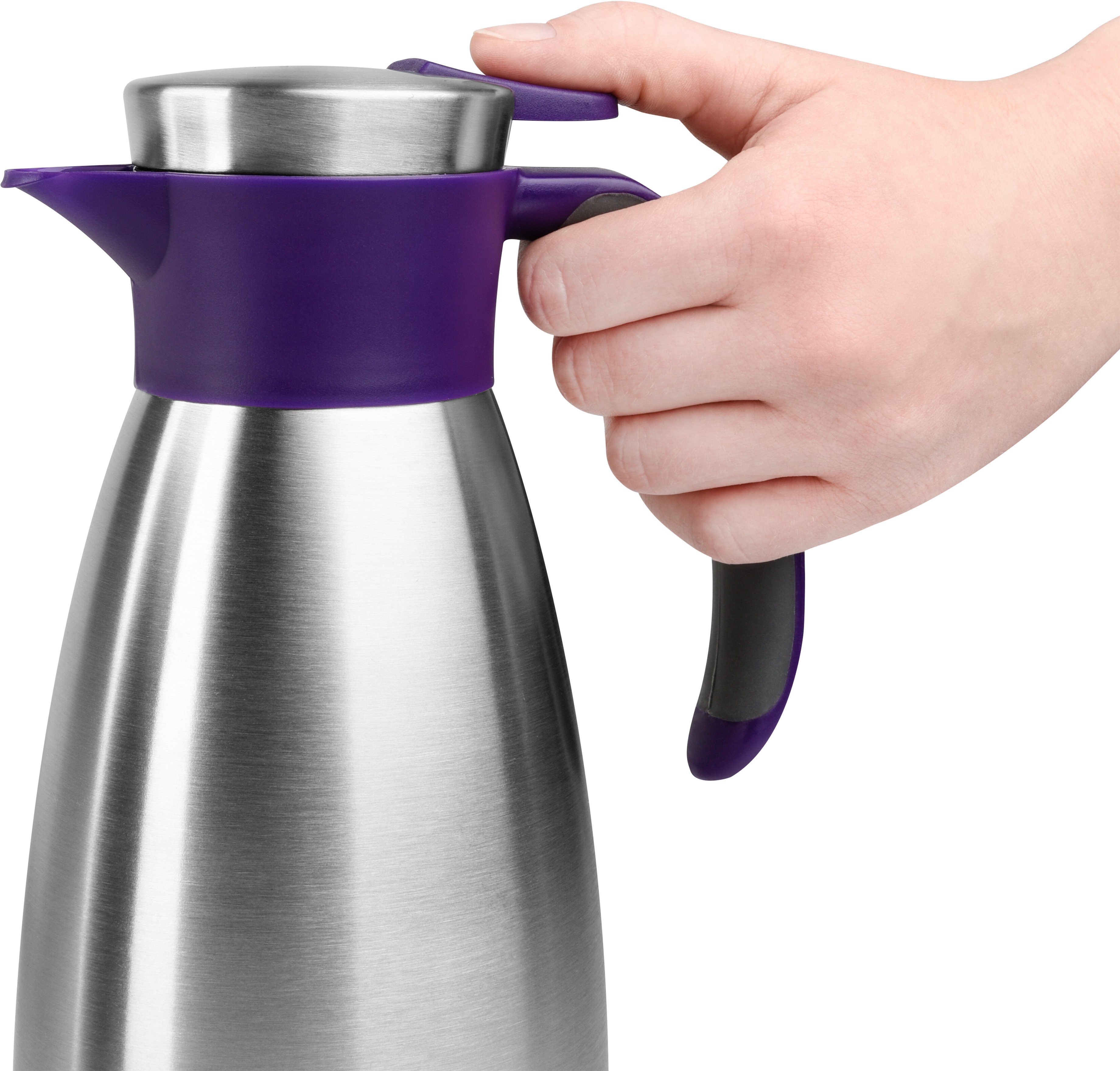 Emsa Thermoskan Soft grip Zacht grip handvat, 100% dicht, lekvrij, ruimtebesparend, roestvrij staal