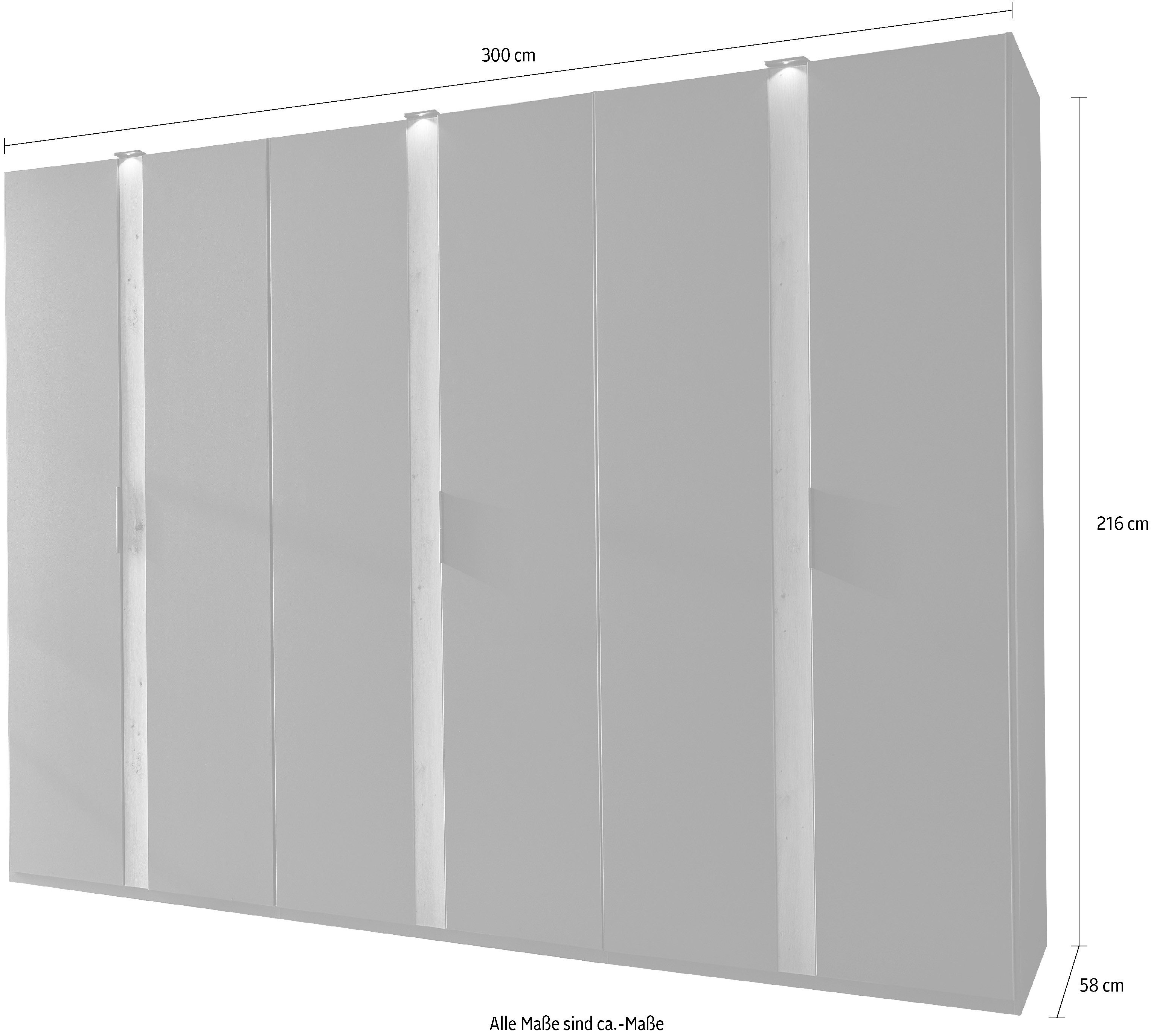Wimex Draaideurkast Rimini by fresh to go, wit of grafiet met zwarte metalen handgrepen inclusief led-verlichting, 3 breedtes: 200, 250 of 300cm, 216cm hoog