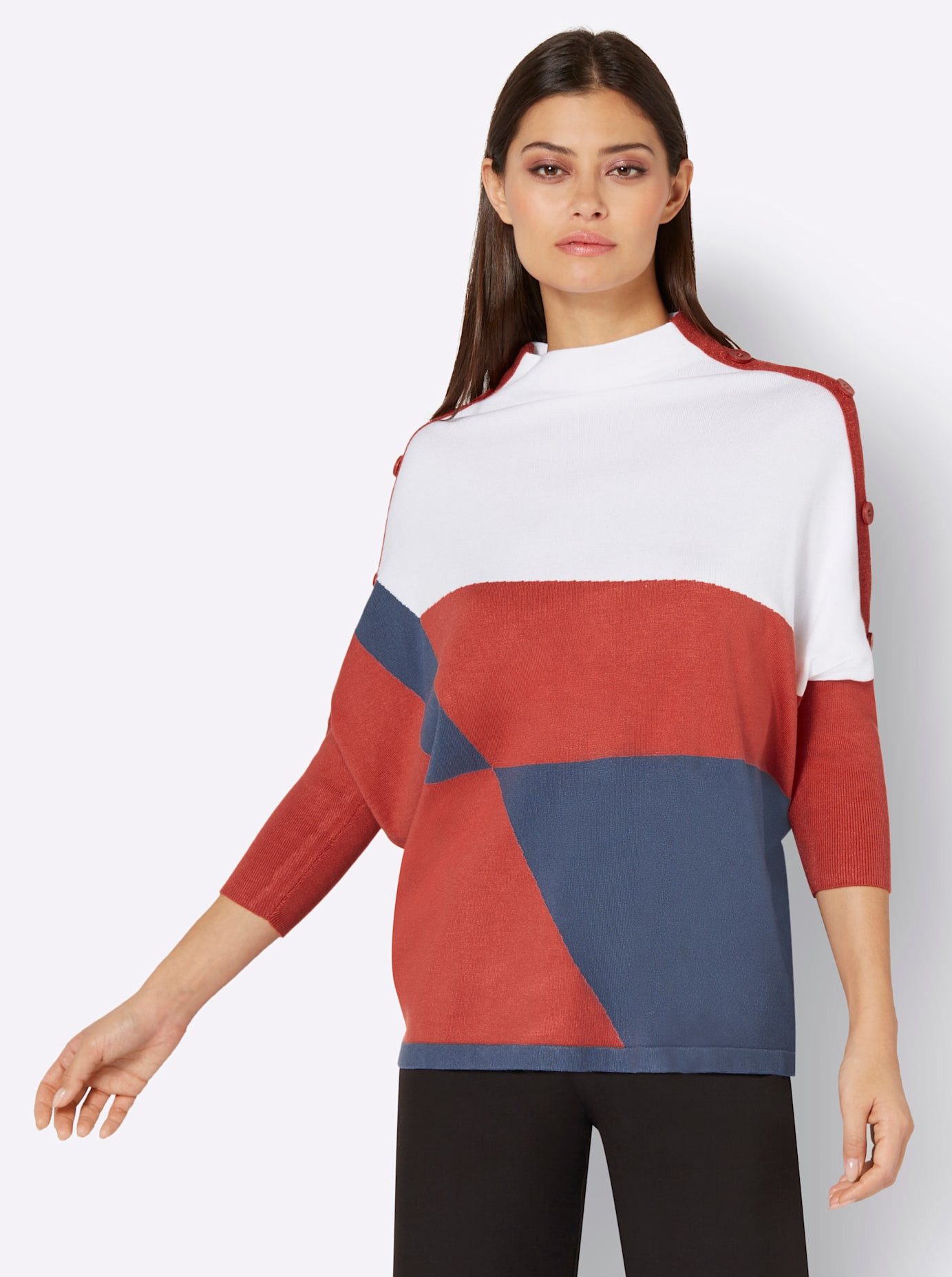 Creation L Trui met 3 4 mouwen Lyocell-viscose trui