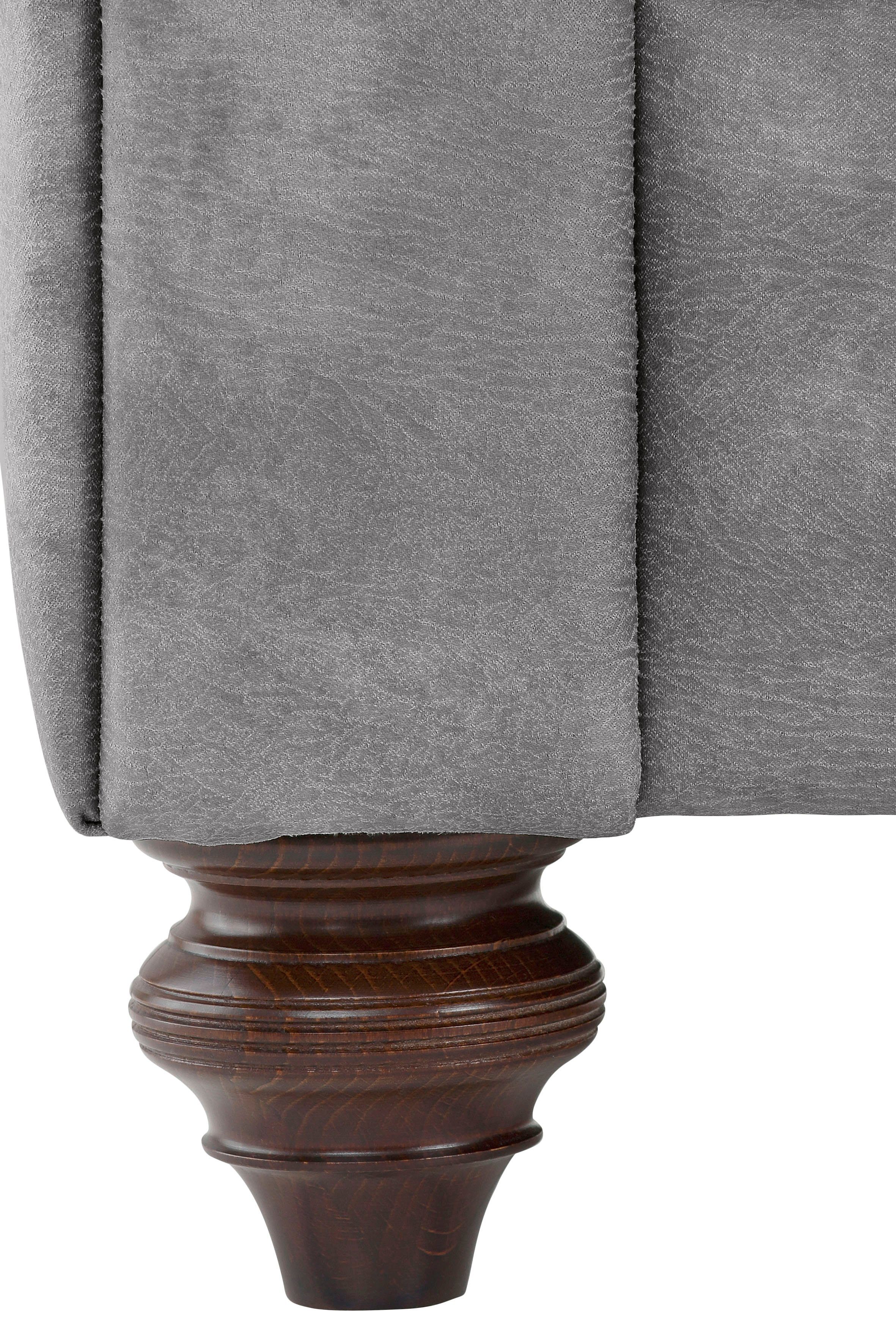 Home affaire Chesterfield-bank Chesterfield 3-zits B/D/H: 198/89/74 cm met hoogwaardige knoopdetails, ook in leer