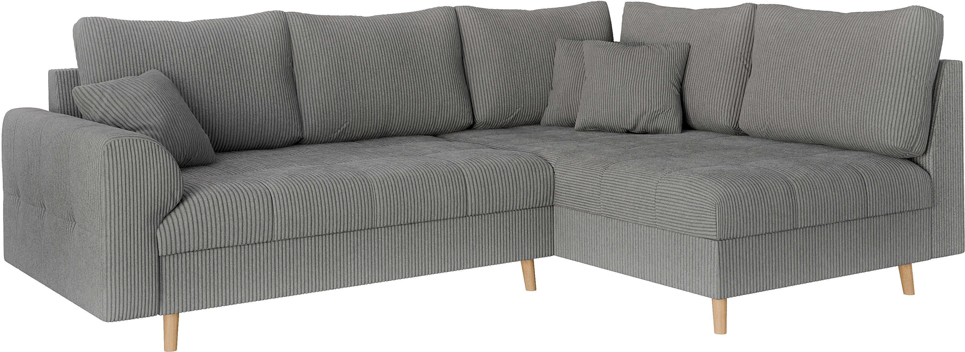 Home affaire Hoekbank CHARRE L-vorm met ottomane, afmetingen B/D/H: 231/161/81 cm fijne stiksels, losse rug- en sierkussens, ook in cord en bouclé