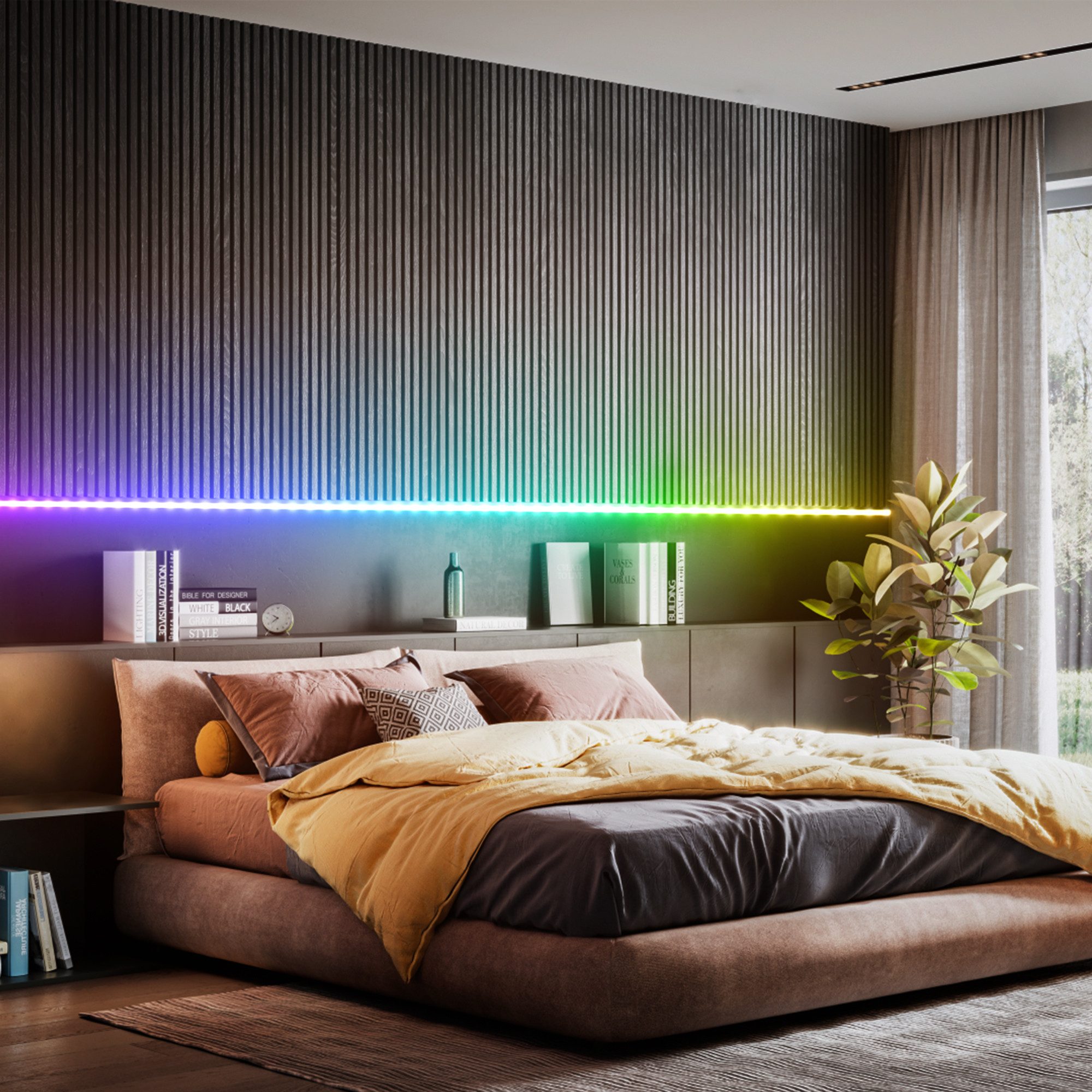 B.K.Licht Led-strip RGBIC LED strip, 10 m, met muzieksensor Lichtstrip, band met kleurverandering, met afstandsbediening, zelfklevend (1 stuk)