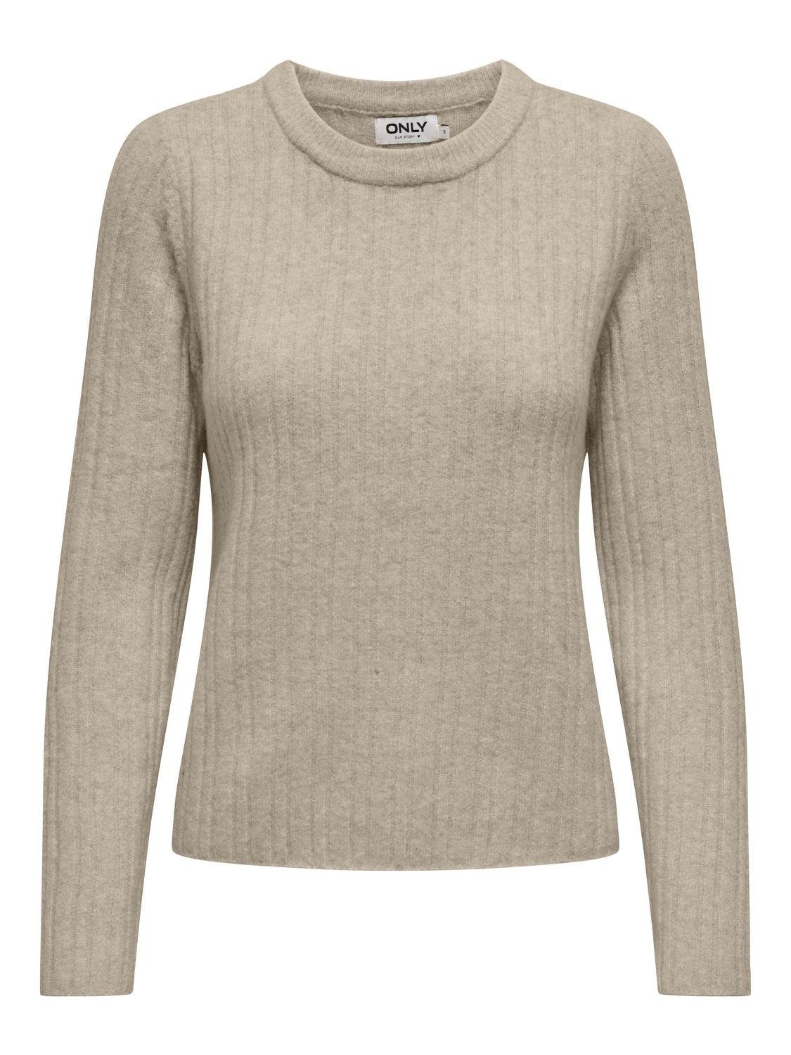 Only Trui met ronde hals ONLJEANETT LIFE L/S RIB O-NECK CC KNT