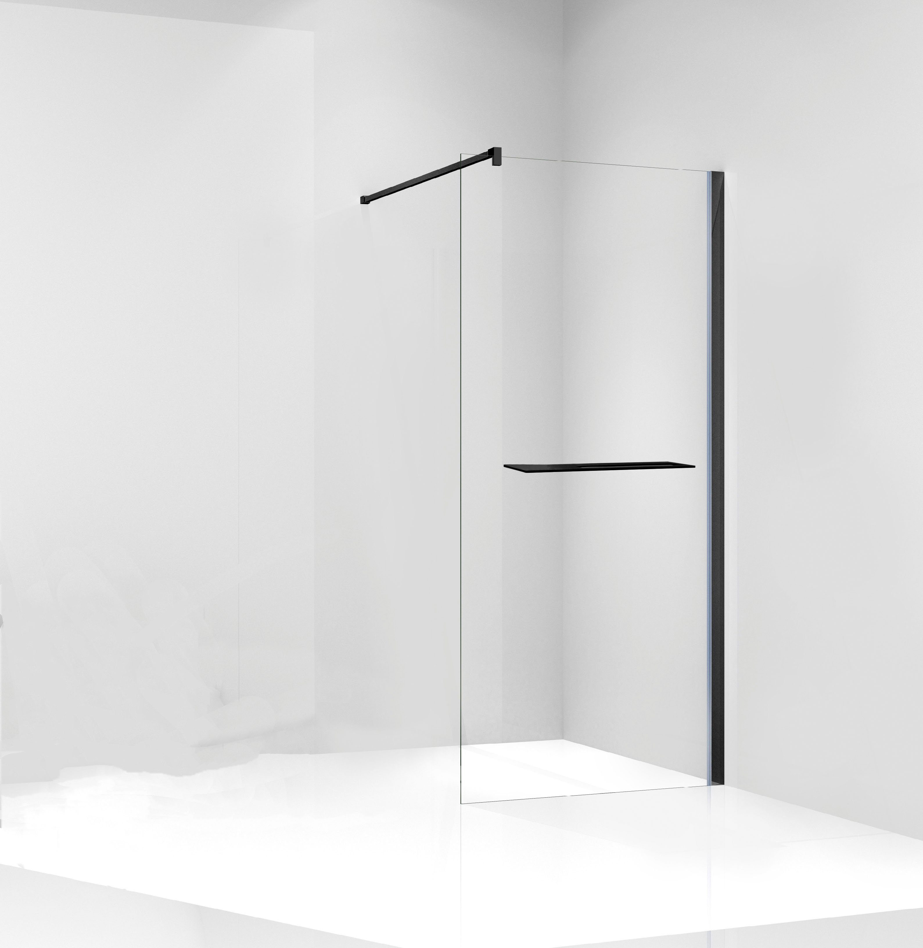 welltime Walk-in-douche Plus Douchewand inclusief planchet met handdoekhouder, met aluminium-wandprofiel, 100 cm