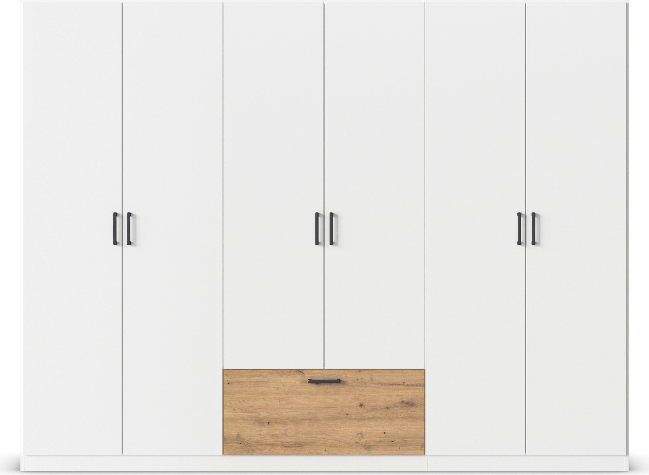 rauch Draaideurkast Kledingkast kast garderobe waskast BARI met lades in het midden, moderne greep in grijs metallic made in germany