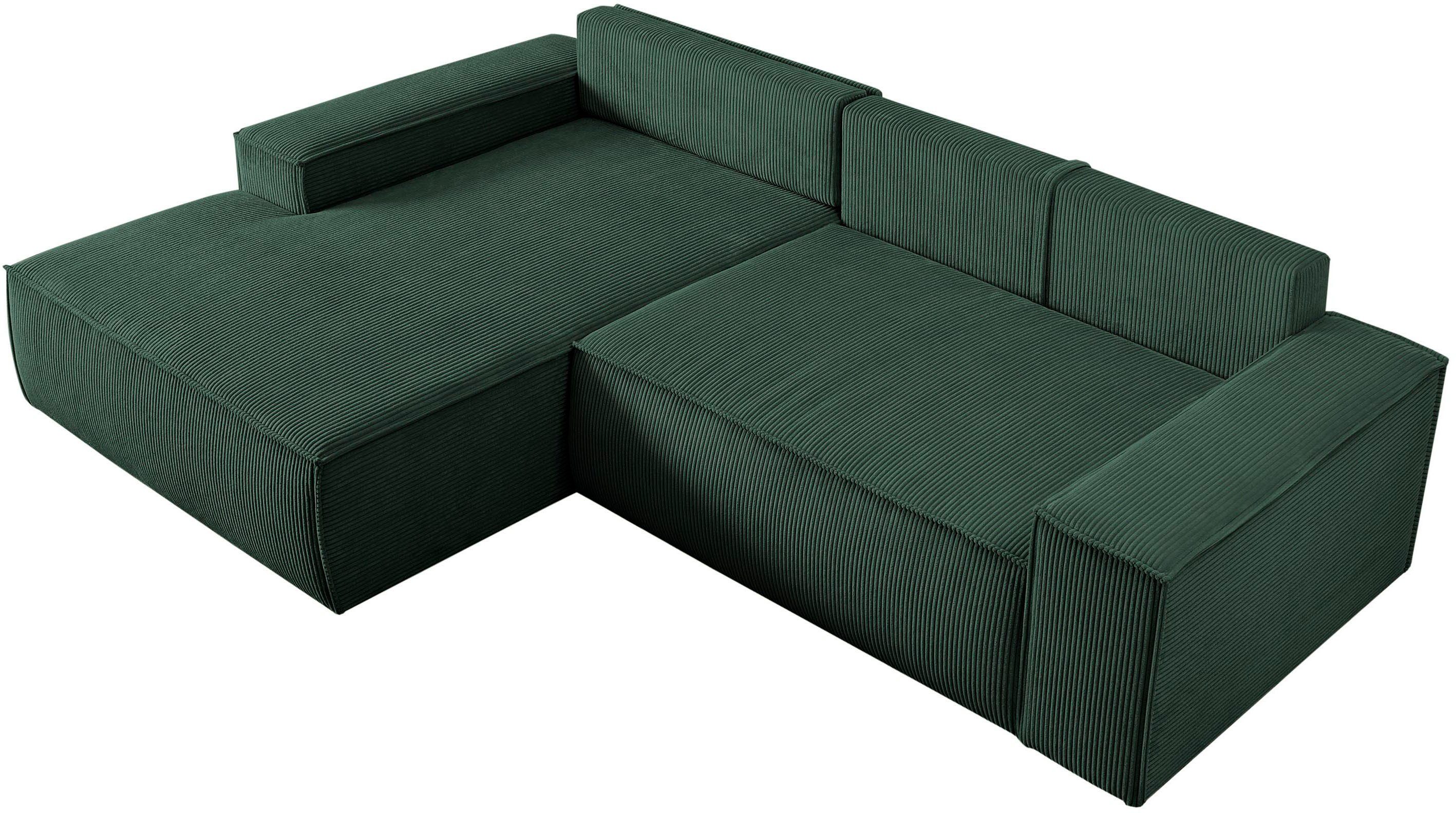 Home affaire Hoekbank SHERWOOD bedbank 267 cm, L-model, Slaapfunctie met bedlade (210x136 cm), cord, vintage, fluweel