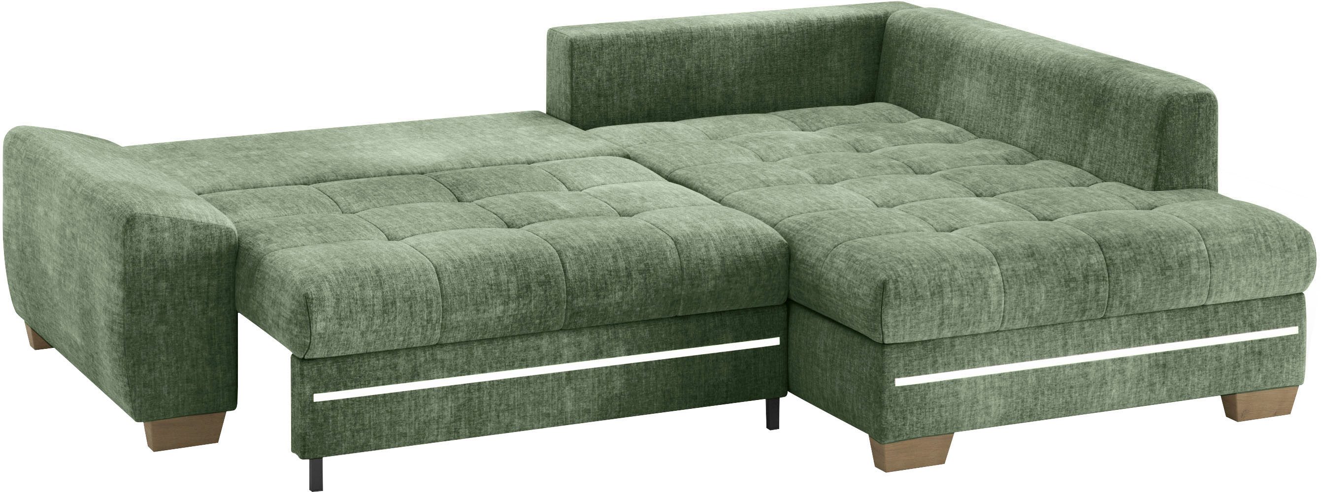 Mr. Couch Hoekbank Nikita II, L-vorm met koudschuim, rgb-led-verlichting, optioneel met bed, bedlade