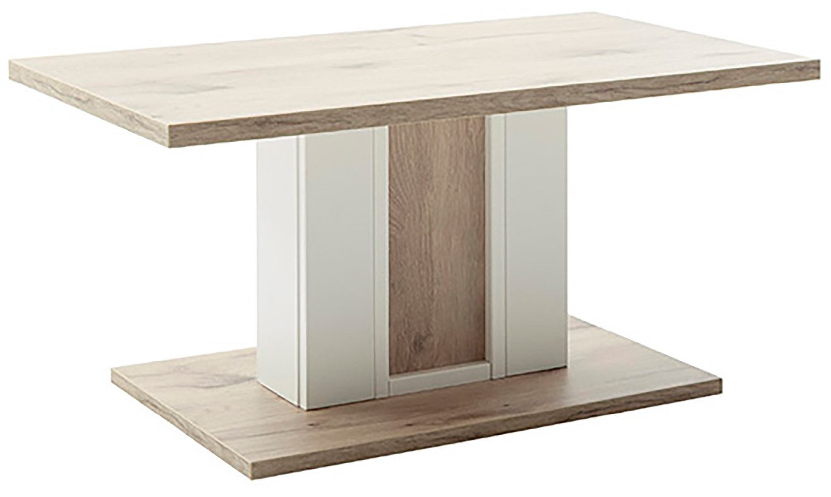 MCA furniture Salontafel SANTERNO salontafel met voet Tafel, soft white/viking eik, met zuil, belastbaar 50kg, breedte 95 cm (1 stuk) salontafels wit