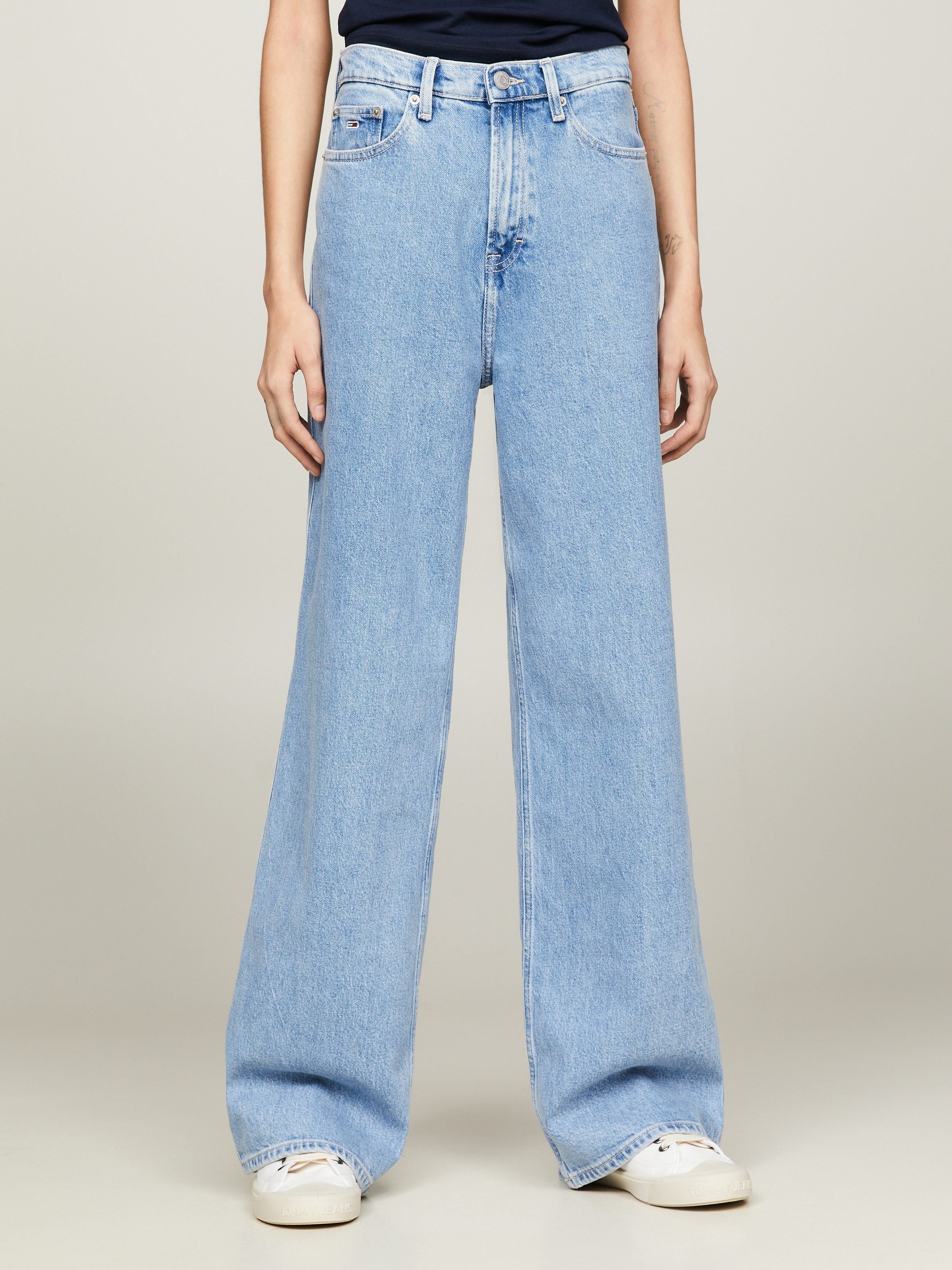 TOMMY JEANS Wijde jeans CLAIRE HGH WD BH4116 met tommy jeans merklabel & badge