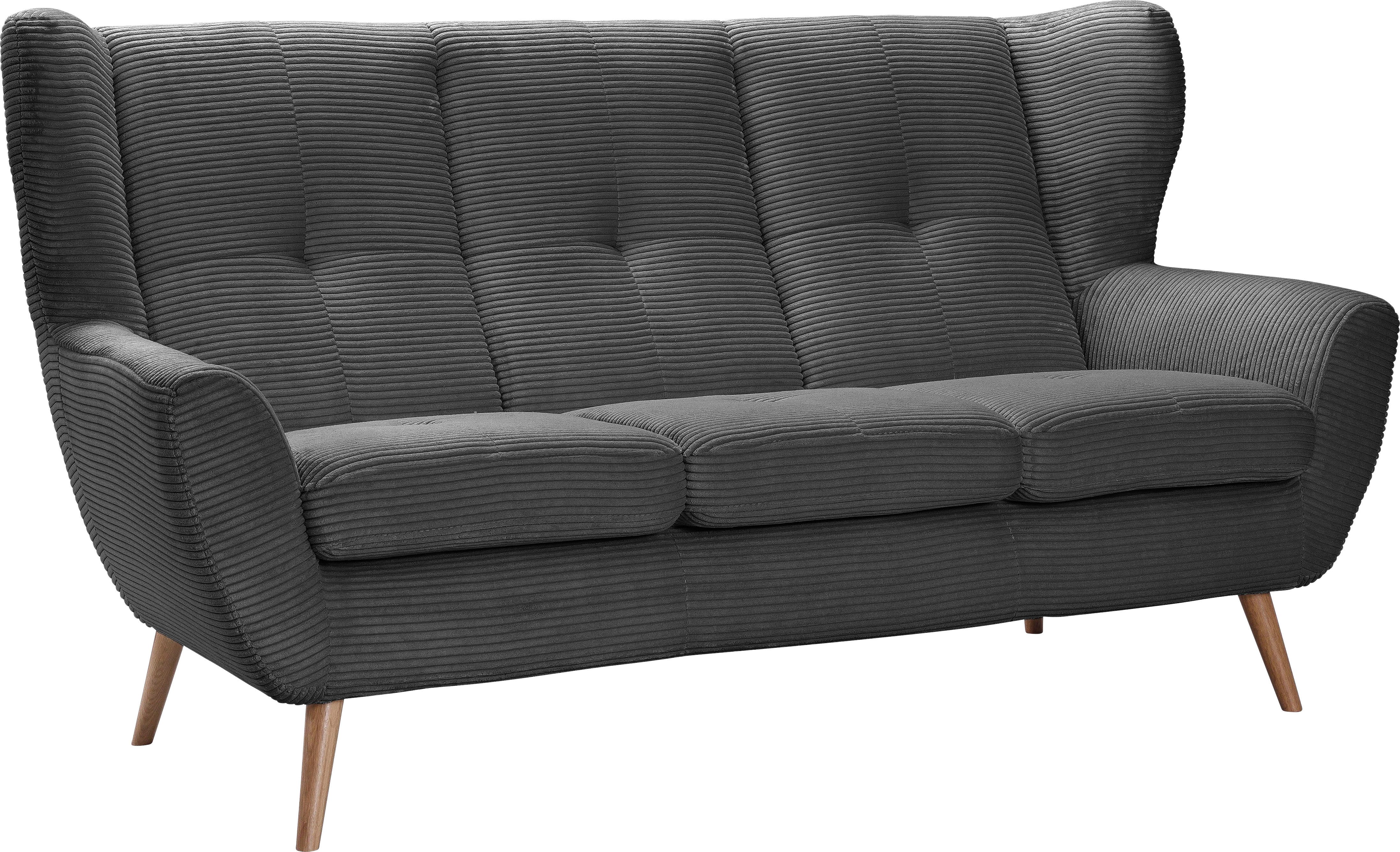 exxpo - sofa fashion 3-zitsbank ALVESTA, loungesofa, keukensofa, hoog zitcomfort, oorbacken sofa gezellige rugleuning, met knoopstiksels en hoge