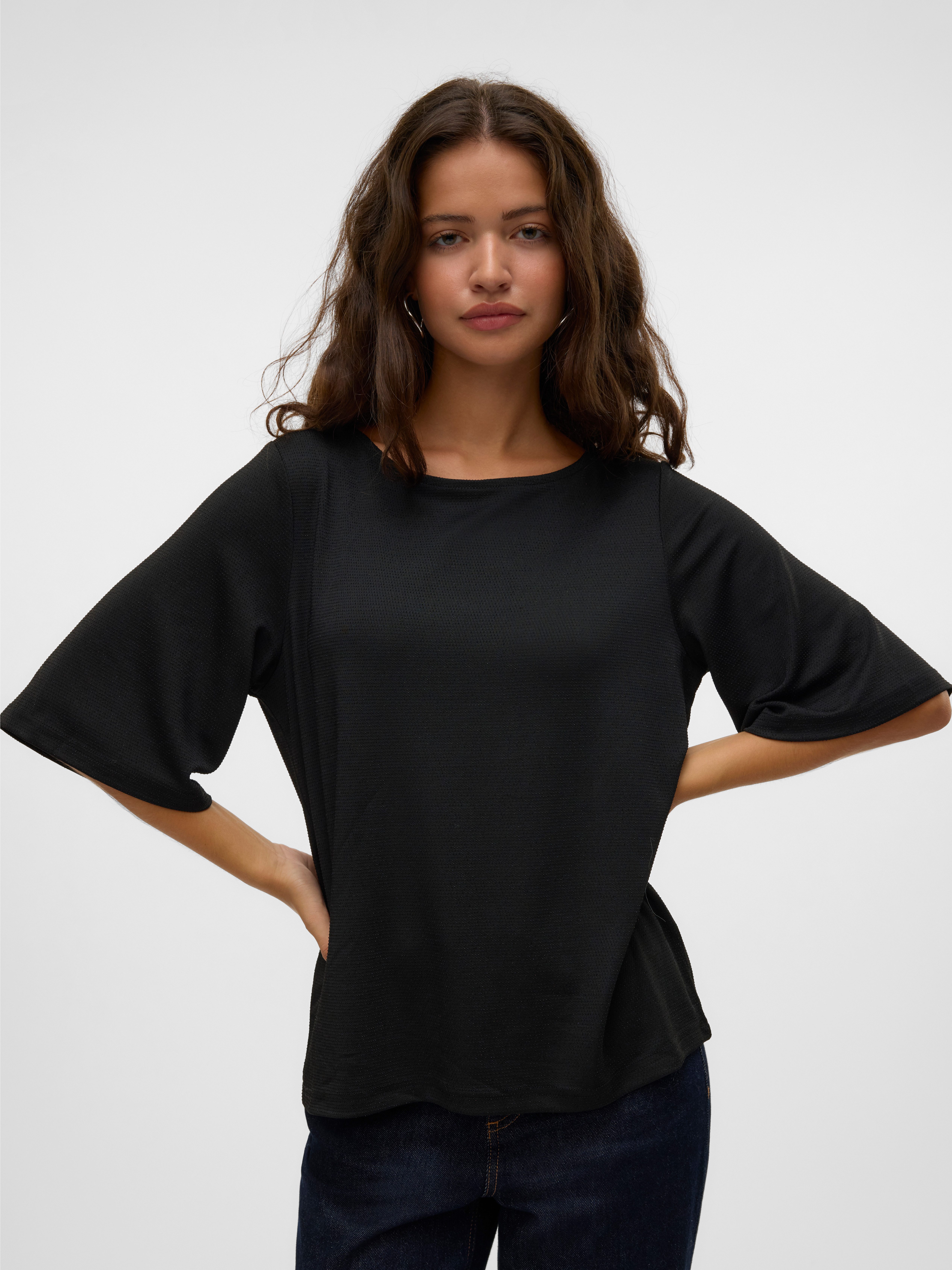 Vero Moda Shirt met ronde hals VMKANVA 2/4 GLITTER TOP JRS