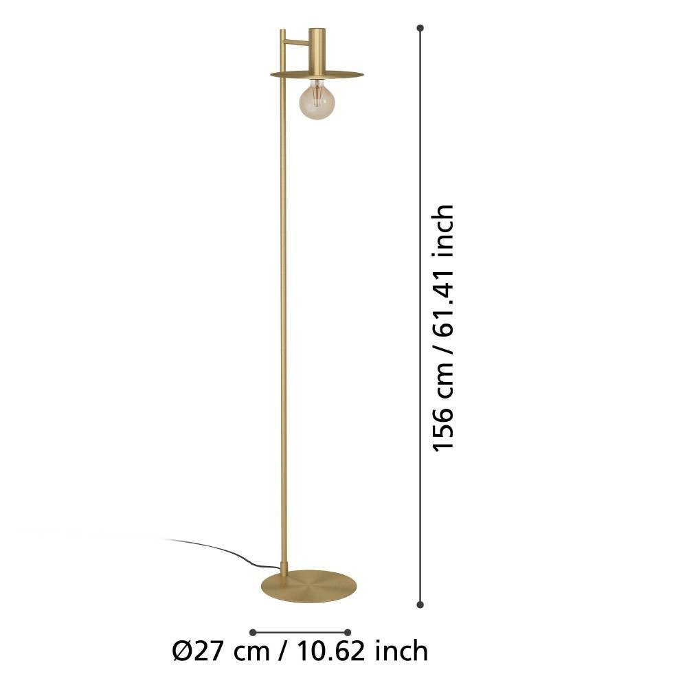 EGLO Staande lamp ESCANDELL Vloerlamp, metaal in geborsteld messing, lamp met E27, 156 cm (1 stuk)