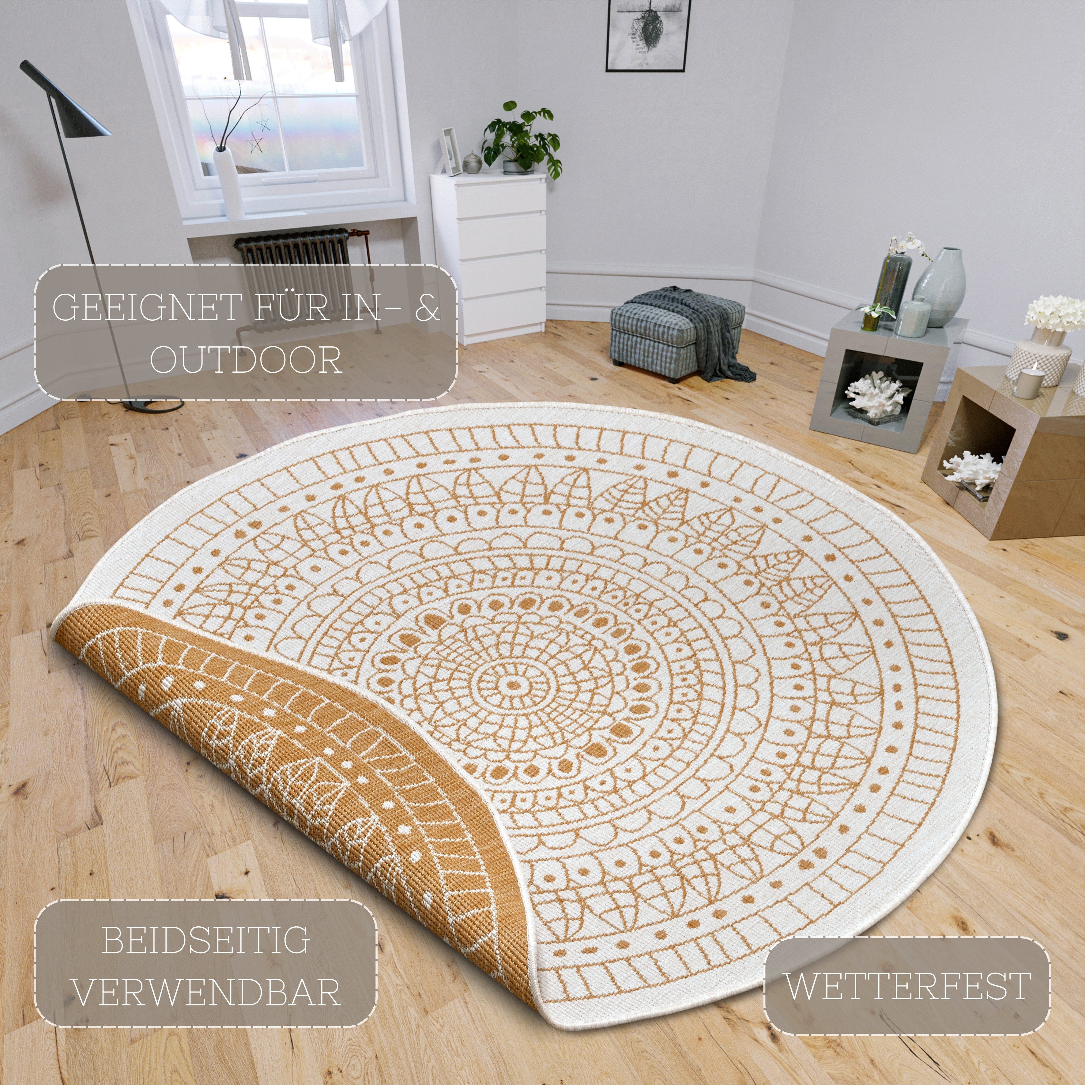 NORTHRUGS Vloerkleed Porto tweezijdig te gebruiken kleed Geschikt voor binnen en buiten, weerbestendig, balkon, tuin, woonkamer, waterbestendig