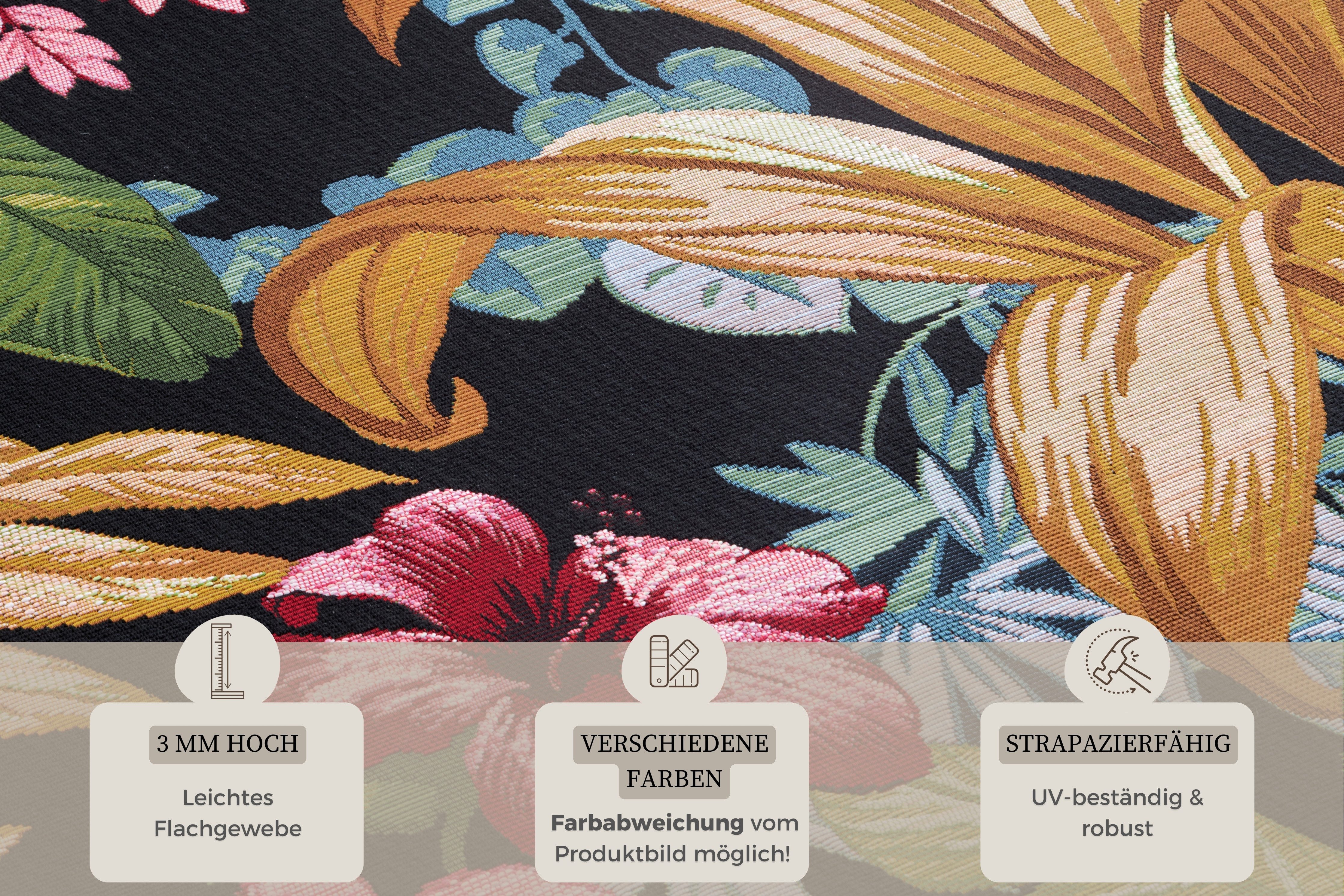 HANSE Home Outdoorkleed Tropical Flowers In-& outdoor, tapijt, weerbestendig, balkon, tuin, woonkamer, floraal
