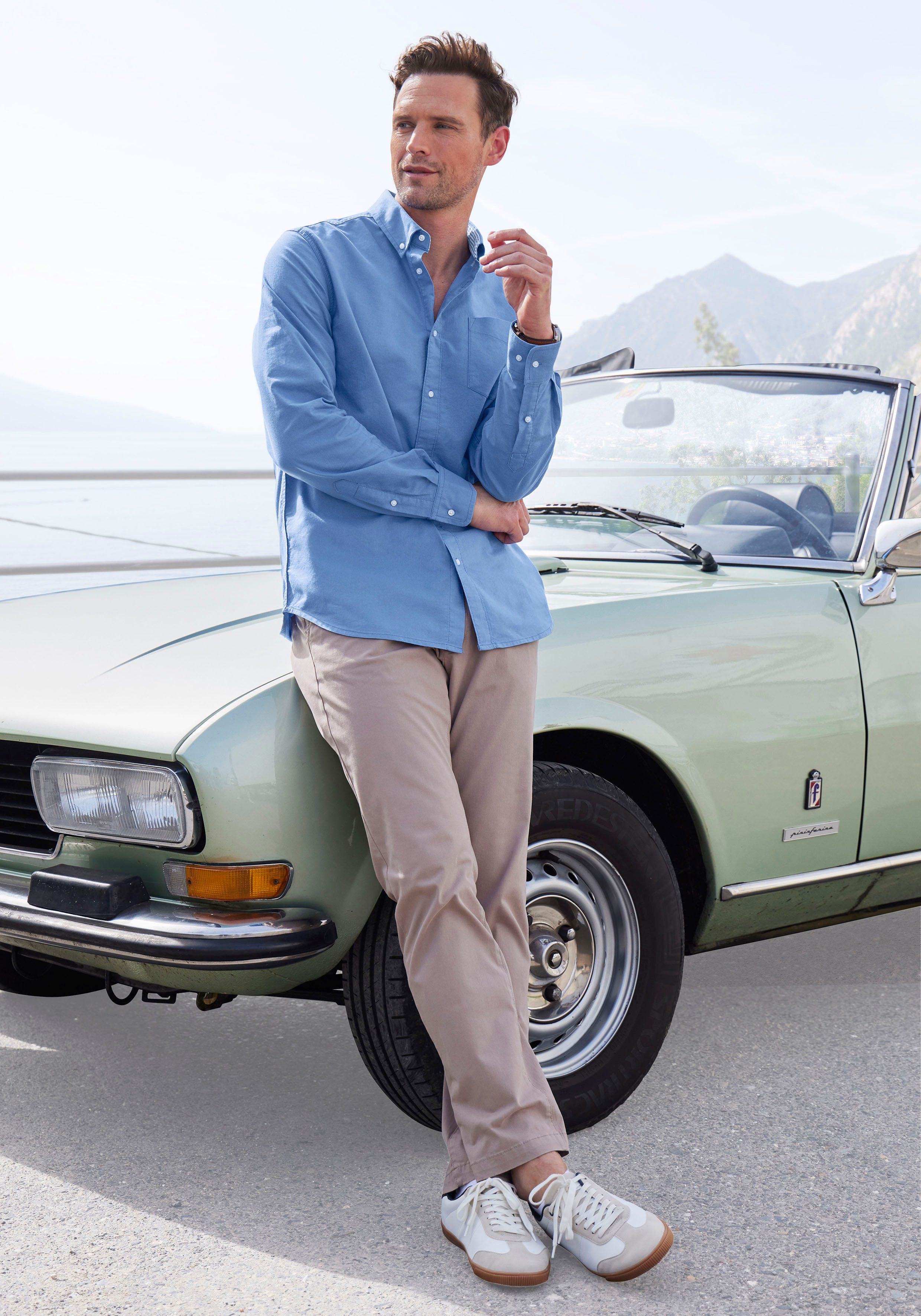 H.I.S Overhemd met lange mouwen Regular fit met button-down kraag, 100% katoen