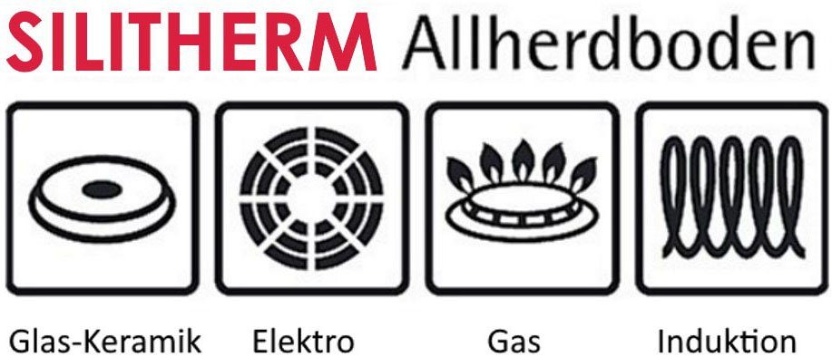 Silit Pannenset Toskana inductie, kookpan set met glazen deksel, gedeeltelijk gematteerd Inductiepannen set, geschikt voor alle soorten fornuizen, zonder schaalverdeling (set, 8-delig)