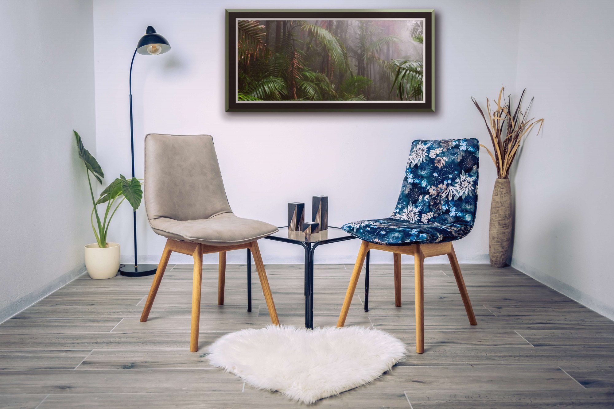 andas Eetkamerstoel Ramon met massief houten poten, verschillende stoffen (set, 2 stuks)