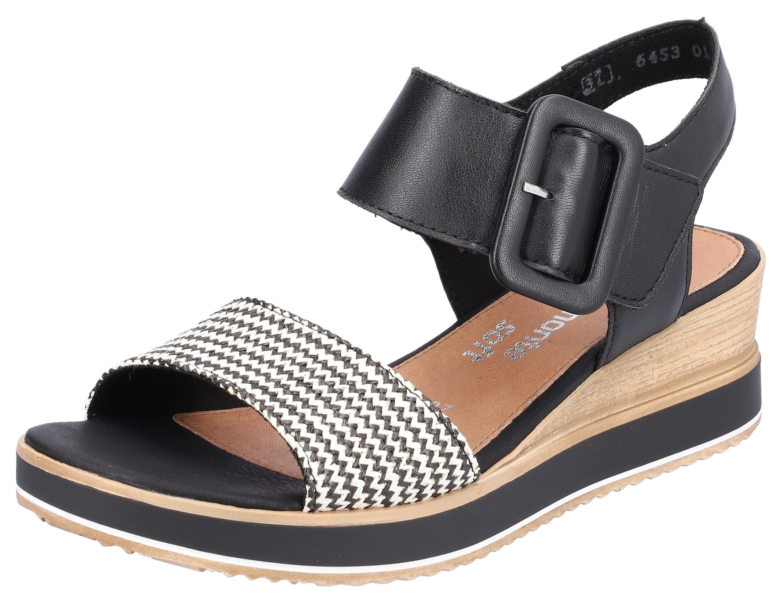 Remonte Sandaaltjes ELLE-Collection , zomerschoen, sandaal, comfortschoen met klittenband onder de siergesp dames sandaaltjes maat 37 zwart