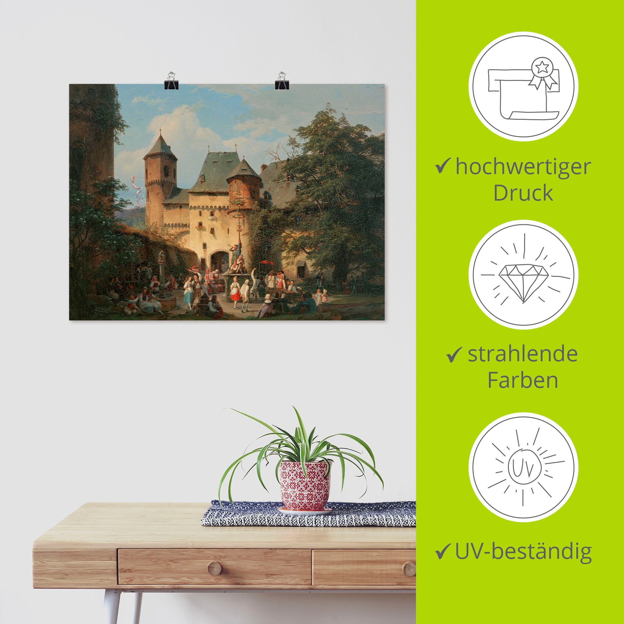 Artland Artprint Feestelijk tafereel op het voorplein van een kasteel als artprint van aluminium, artprint op linnen, muursticker of poster in verschillende maten