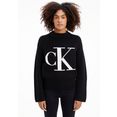calvin klein trui met ronde hals blown up ck high neck sweater met groot ck monogram in contrastkleur