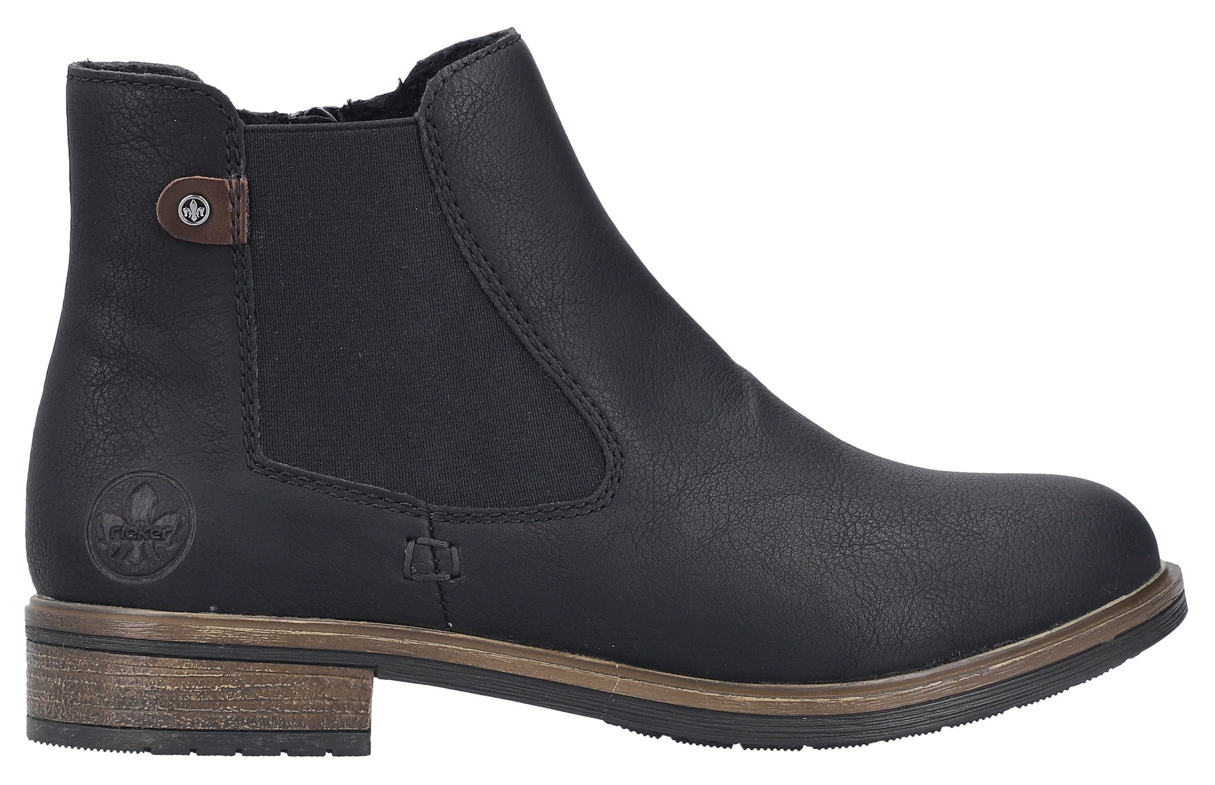 Rieker Chelsea-boots , instappers, enkellaars, blokhak, met verwarmende textielvoering