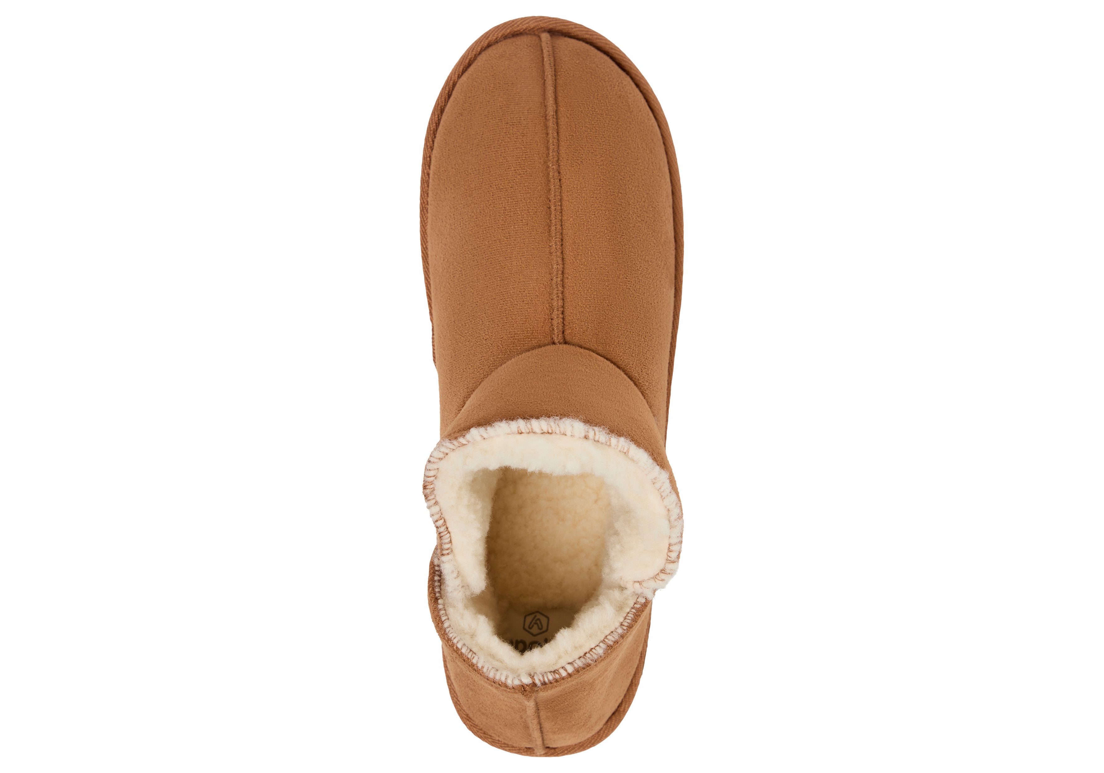 Apollo Pantoffels LADIES HOME BOOTS SUEDE met logo-embossing en knusse, warme binnenvoering