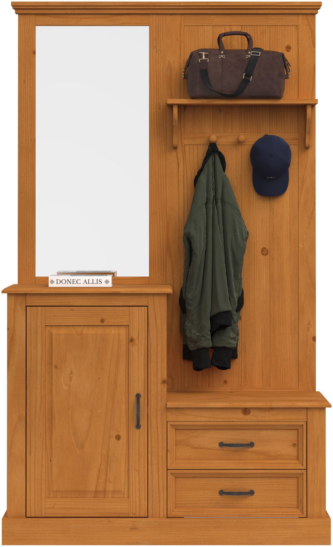 Home affaire Kledingkast Selma Compacte garderobe, met spiegel, haken en hoedplank, breedte 110 cm
