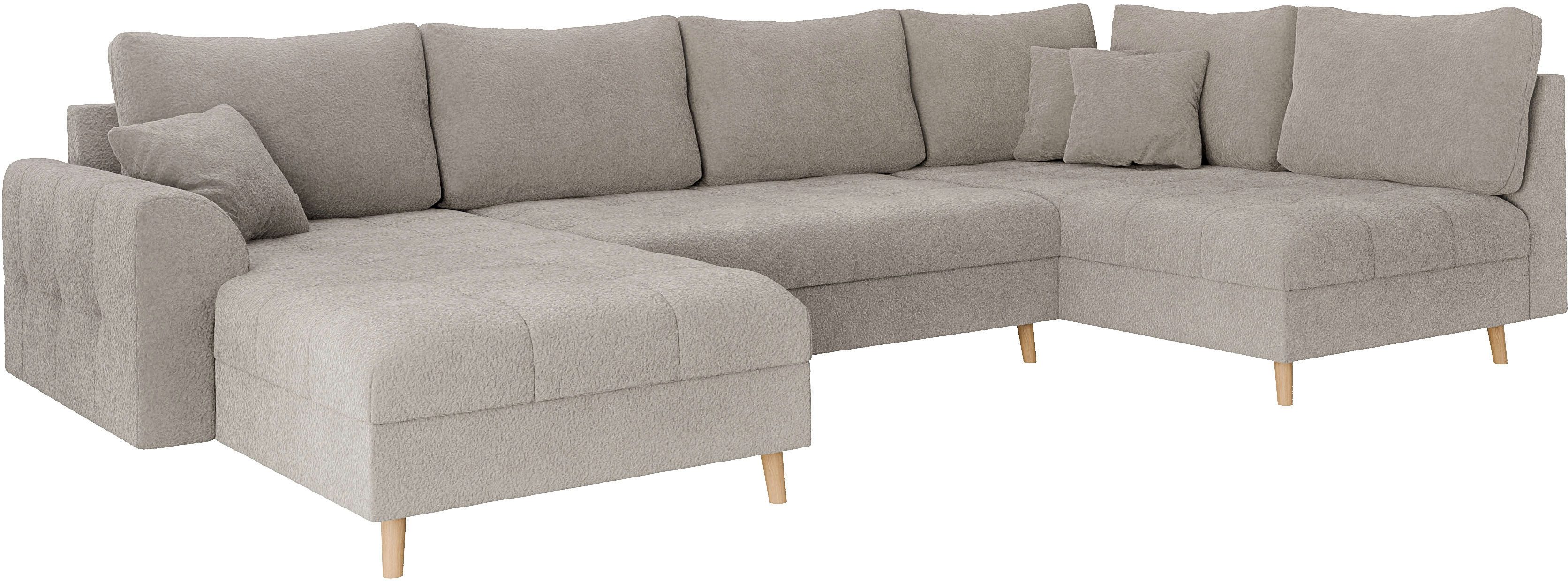 Home affaire Zithoek CHARRE U-vorm met ottomane, afmetingen B/D/H: 310/161/81 cm fijne stiksels, losse rug- en sierkussens, ook in cord en bouclé