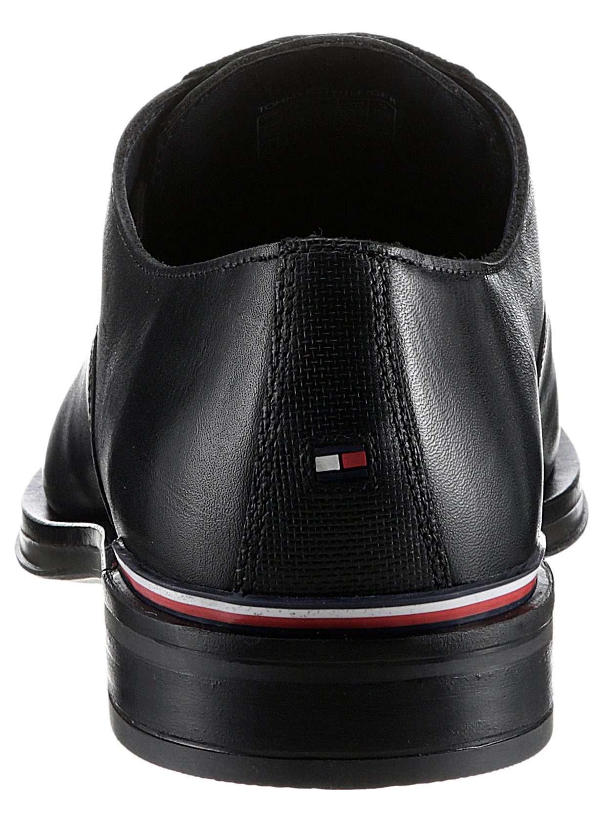 Tommy Hilfiger Veterschoenen CORE RWB HILFIGER TEXT LTH SHOE , vrijetijdsschoen, lage schoen, veterschoen met logovlag aan de hak