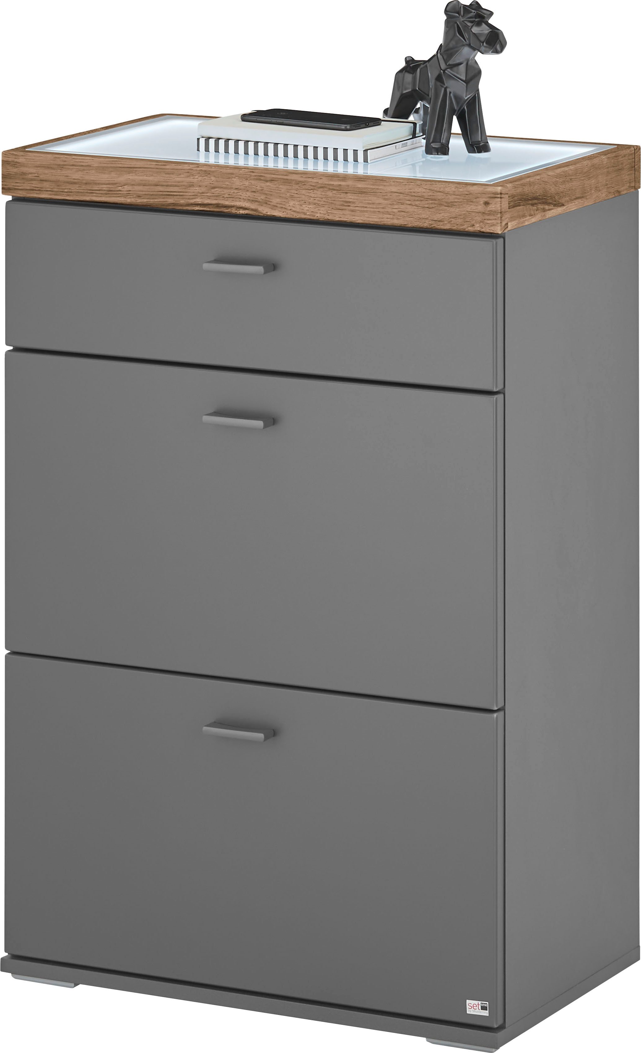 set one by Musterring Dressoir Lancaster Dielen inclusief led-verlichting, in 2 kleuren verkrijgbaar, b 61 x h 104 cm