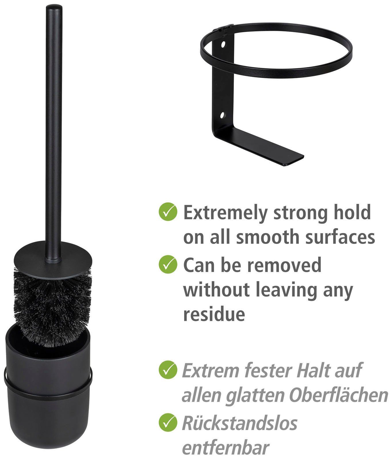 WENKO Toiletset Turbo-Loc® Carpino zwart, bevestigen zonder boren