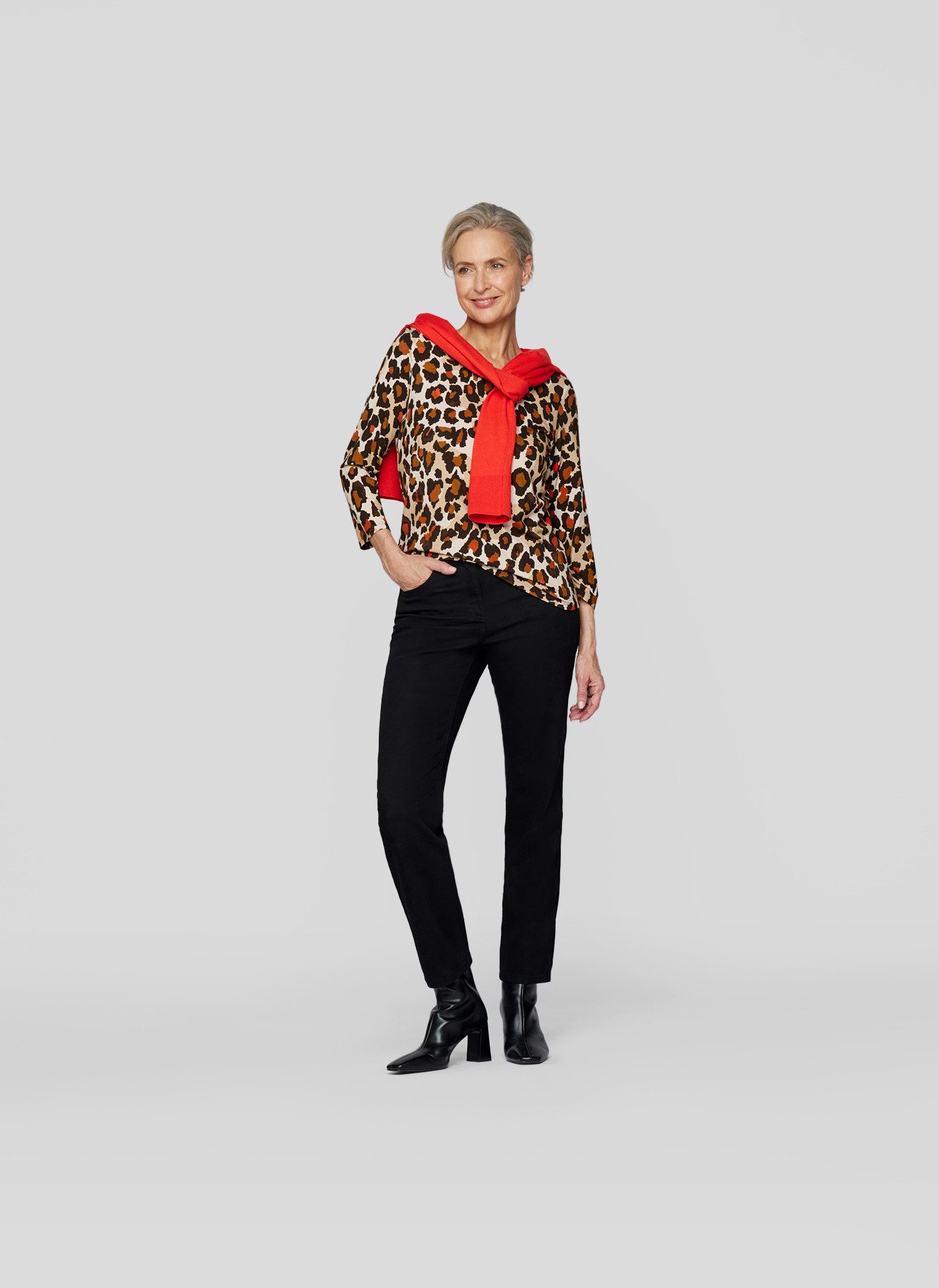 Rabe Shirt met 3/4 mouwen met luipaardprint