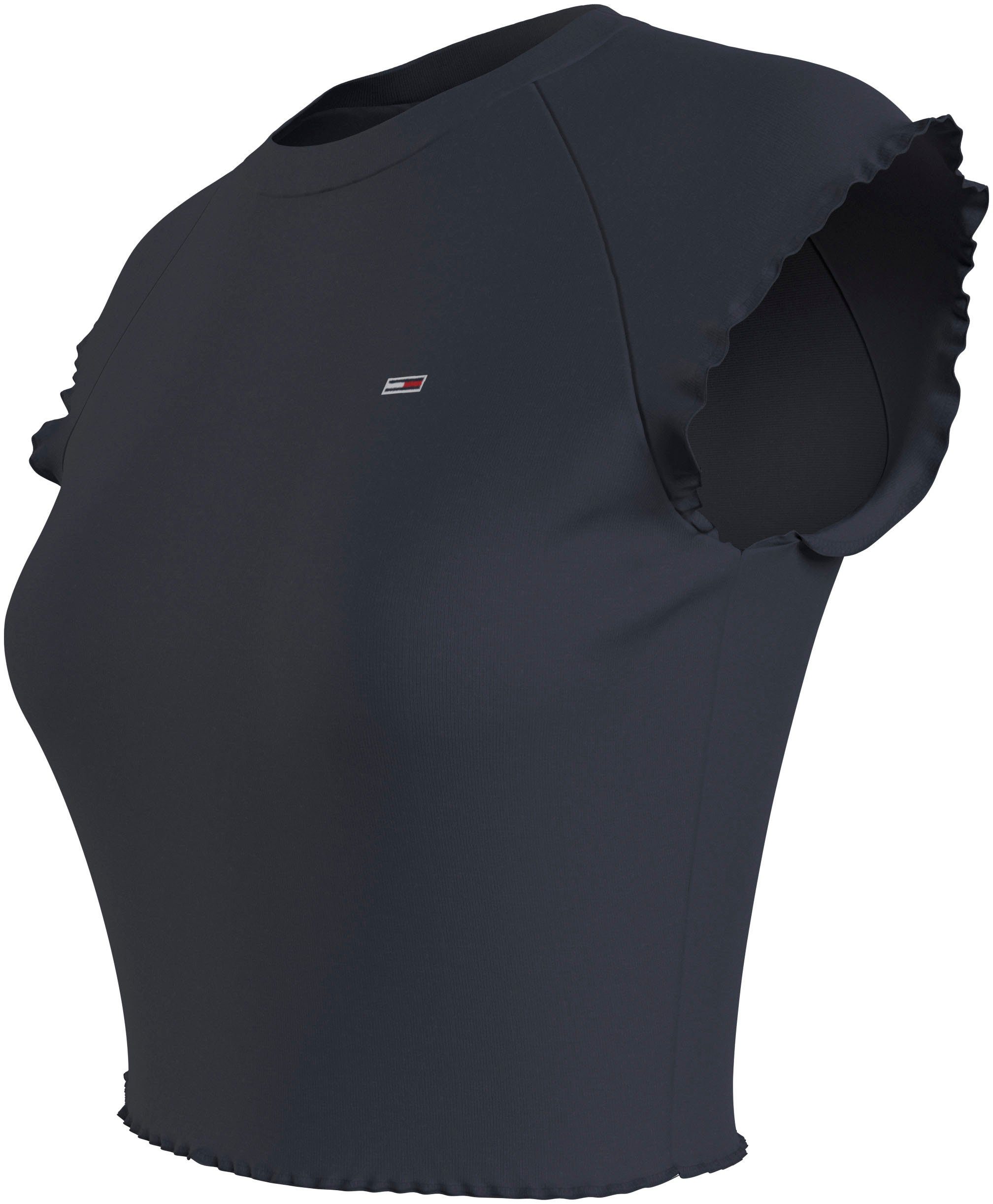 TOMMY JEANS T-shirt TJW SLIM CRP BABYLOCK RIB TEE met geschulpte manchetten & zoom