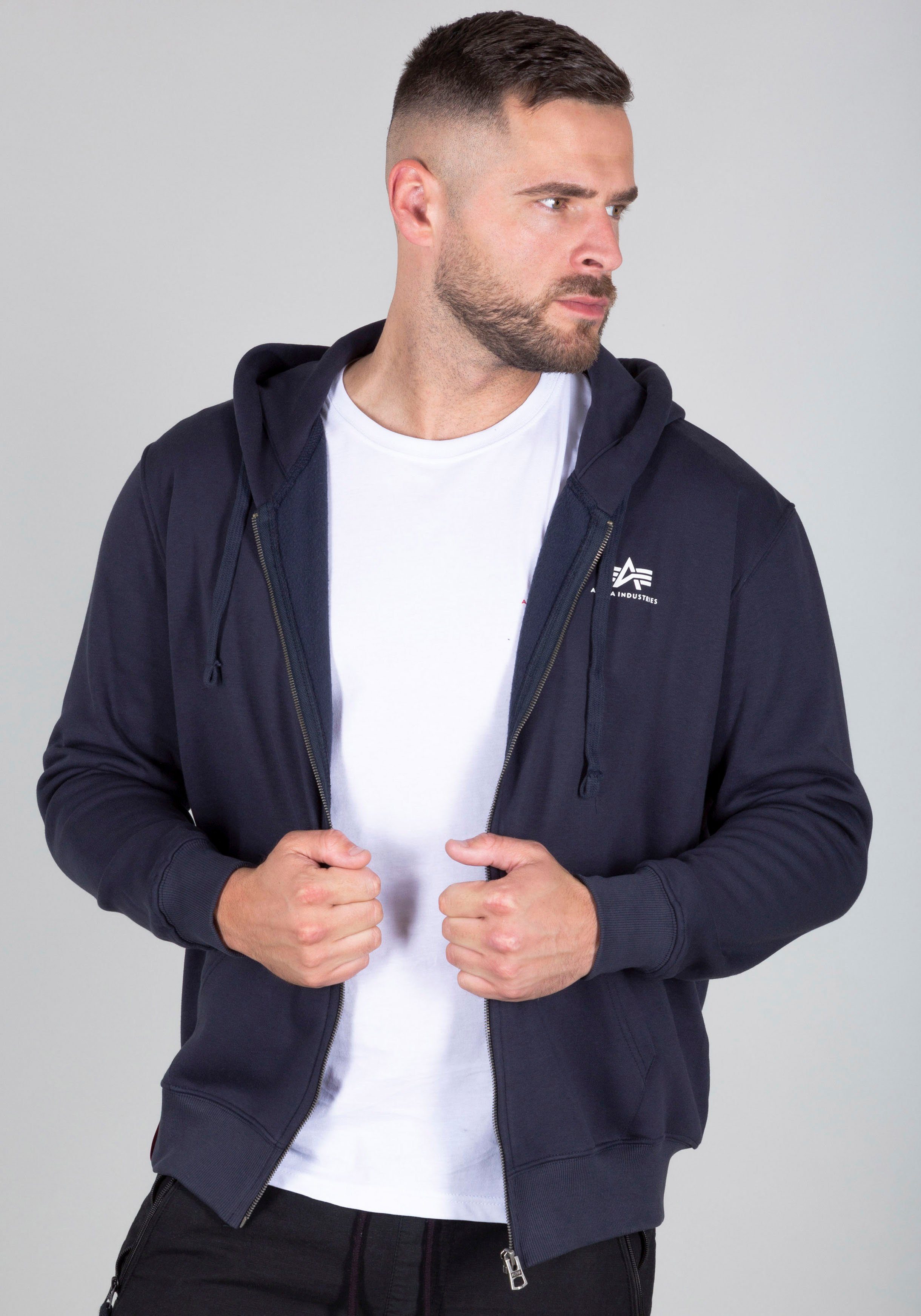 Alpha Industries Capuchonsweatvest Basic Zip Hoody SL heren sweatvesten maat L blauw