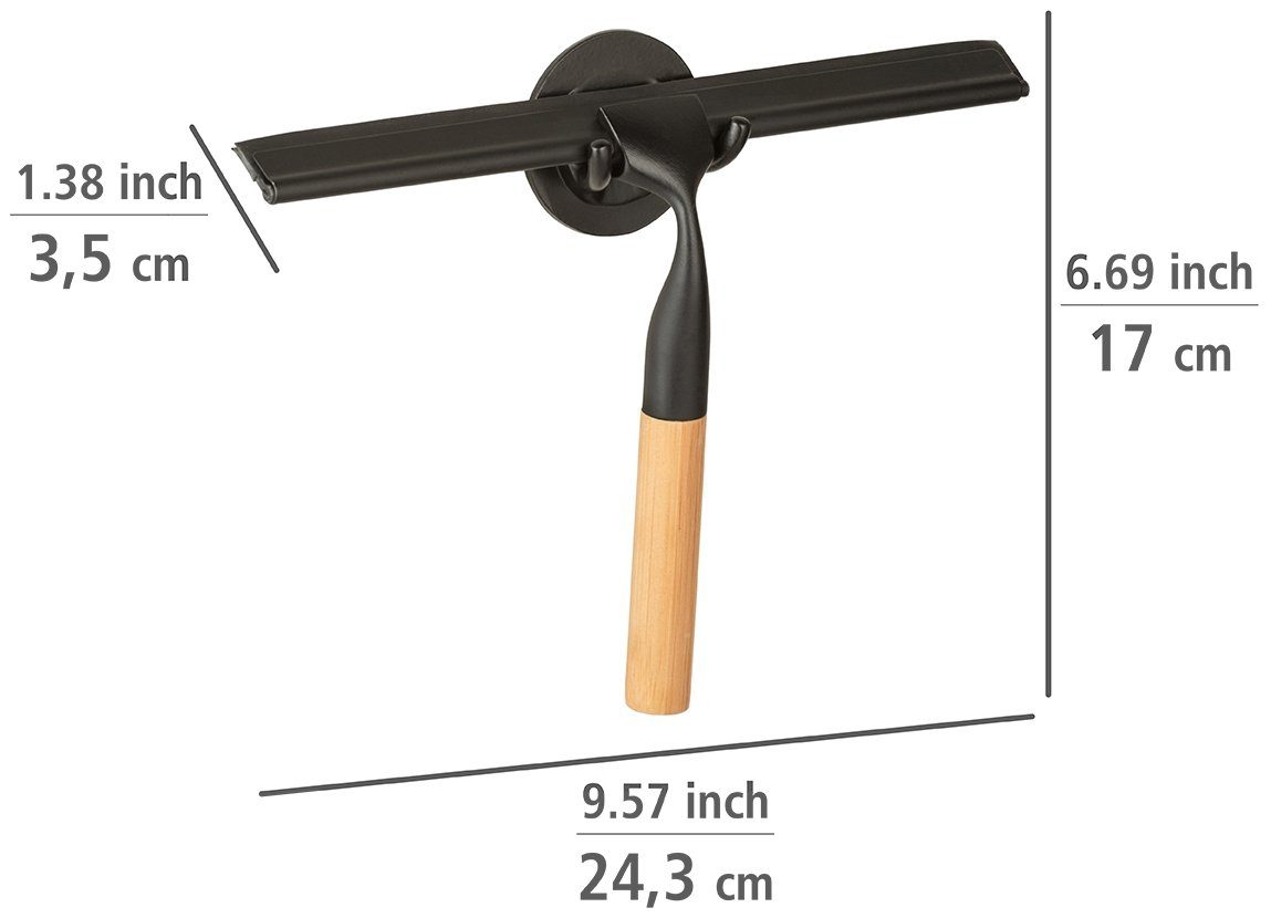 WENKO Douchewisser Bambusa 24 cm, van bamboe en edelstaal, bevestigen zonder boren