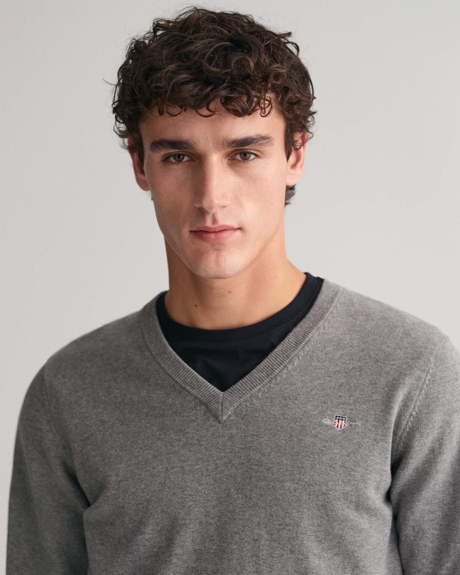 Gant Trui met V-hals CLASSIC COTTON V-NECK Premium brei jersey van zacht 100% katoen, overgangs trui