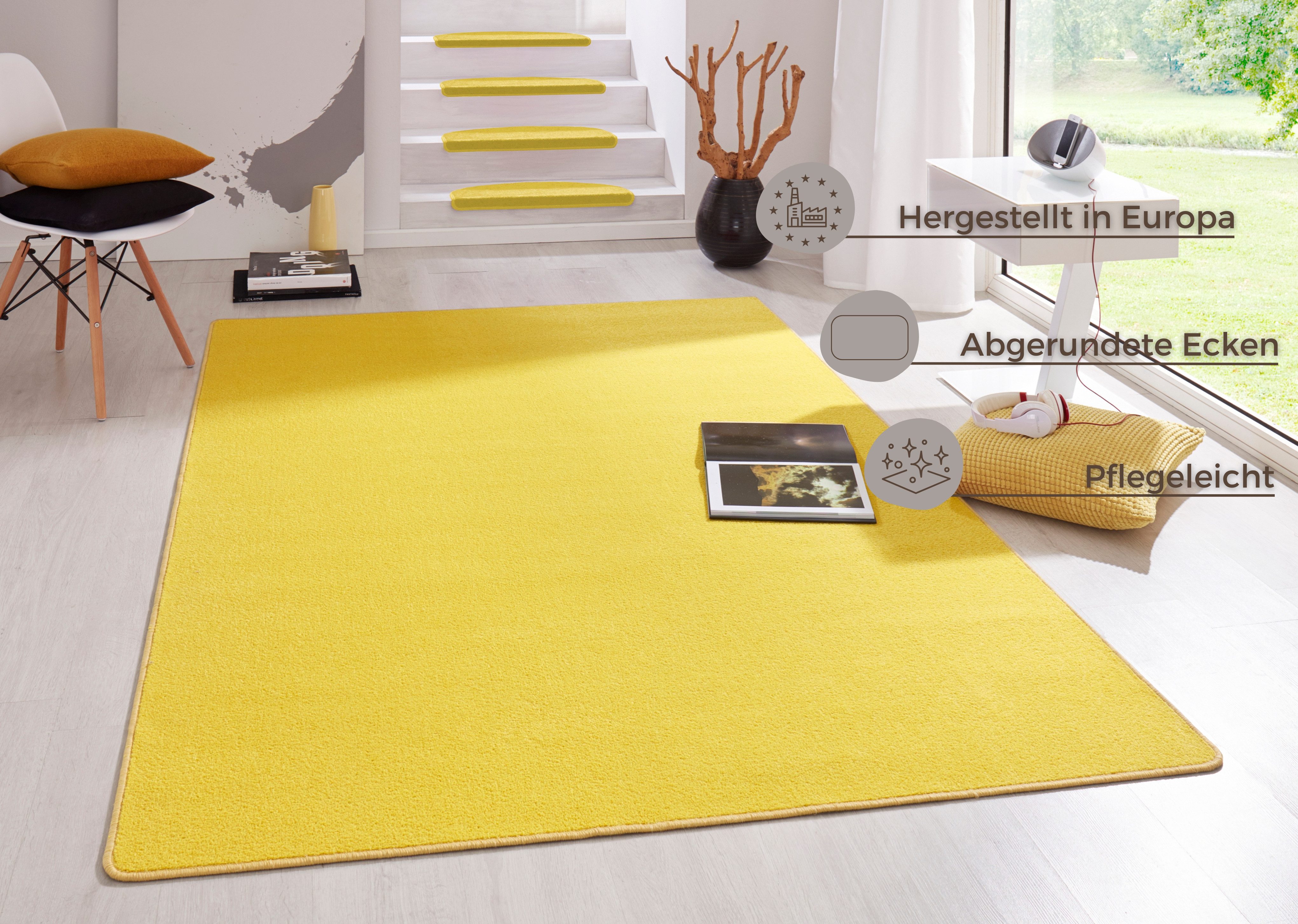 HANSE Home Vloerkleed Fancy Kortpolig, loper, effen, geketteld, woonkamer, slaapkamer, eetkamer