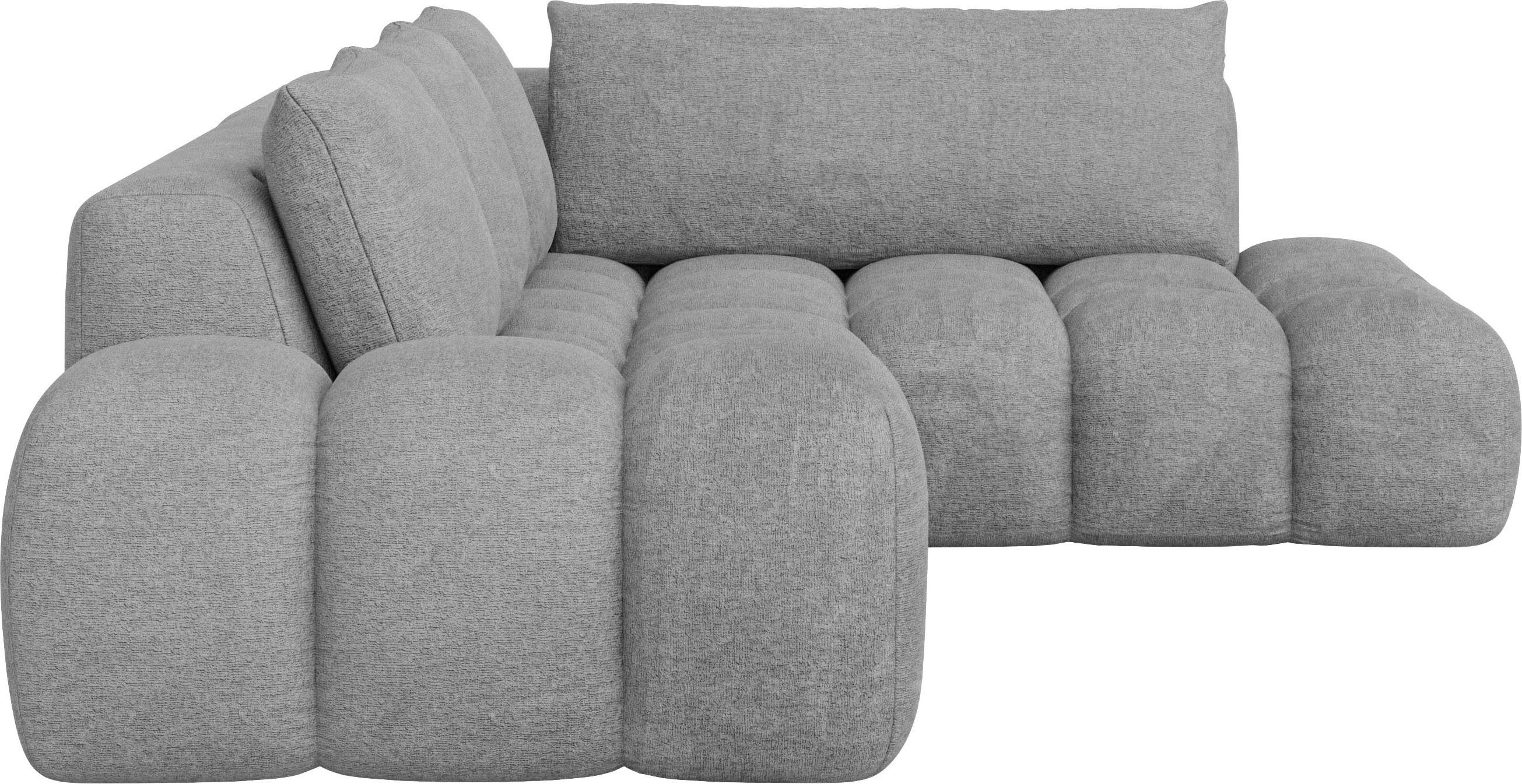 INOSIGN Hoekbank AZITA designsofa, elegant en comfortabel L-vorm, bubbel-look