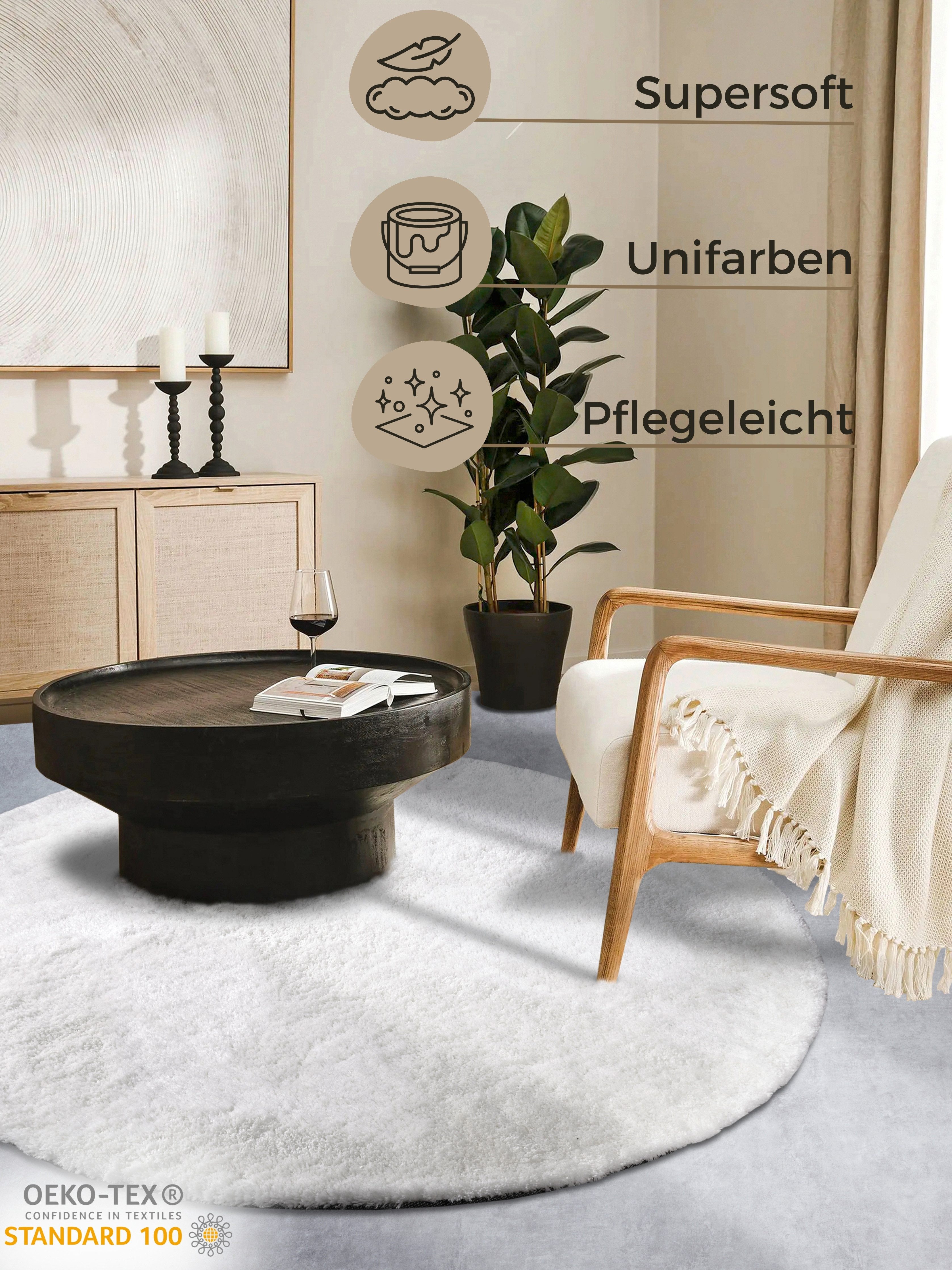 HANSE Home Hoogpolig vloerkleed Olaf Lange pool, shaggy, effen, pluizig, zacht, glanzend, modern, effen